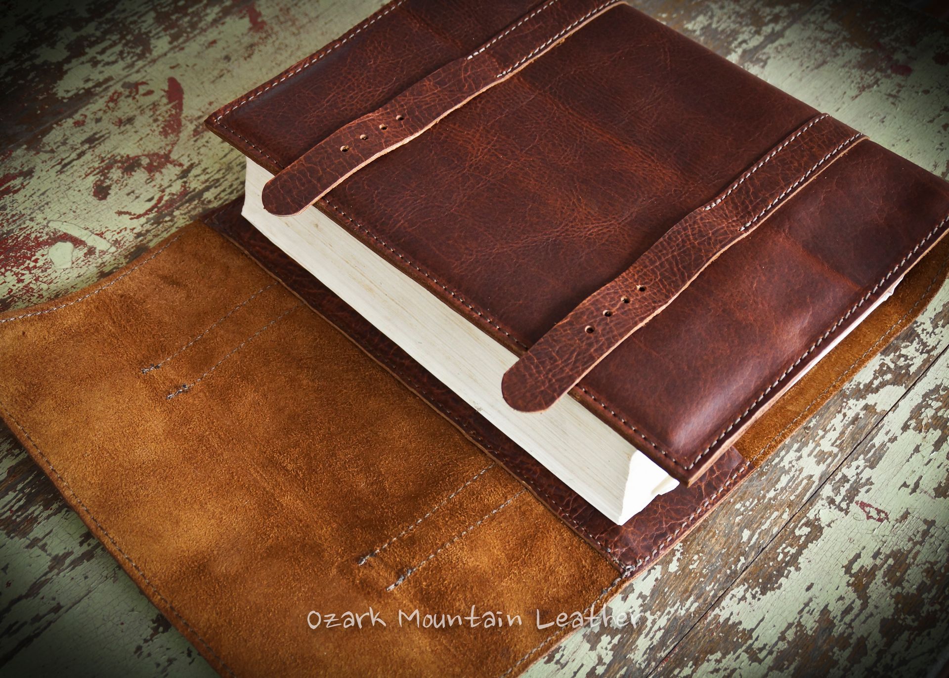 Custom Bison Leather Book Cover Or Bible Cover Made to fit your book or Bible Personalized 4