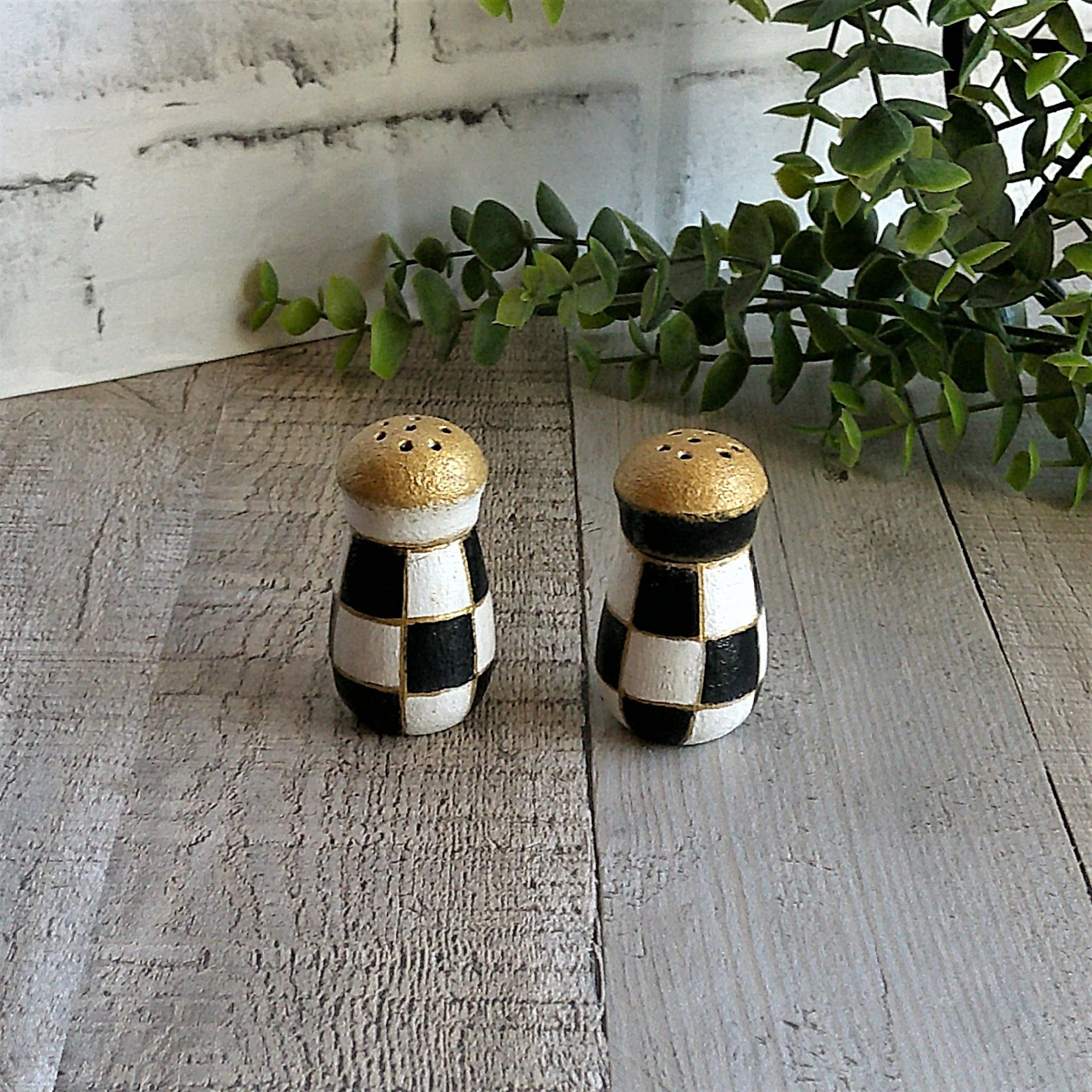 Whimsical Checks Mini Salt And Pepper Shakers Buffalo Check Decor 4 