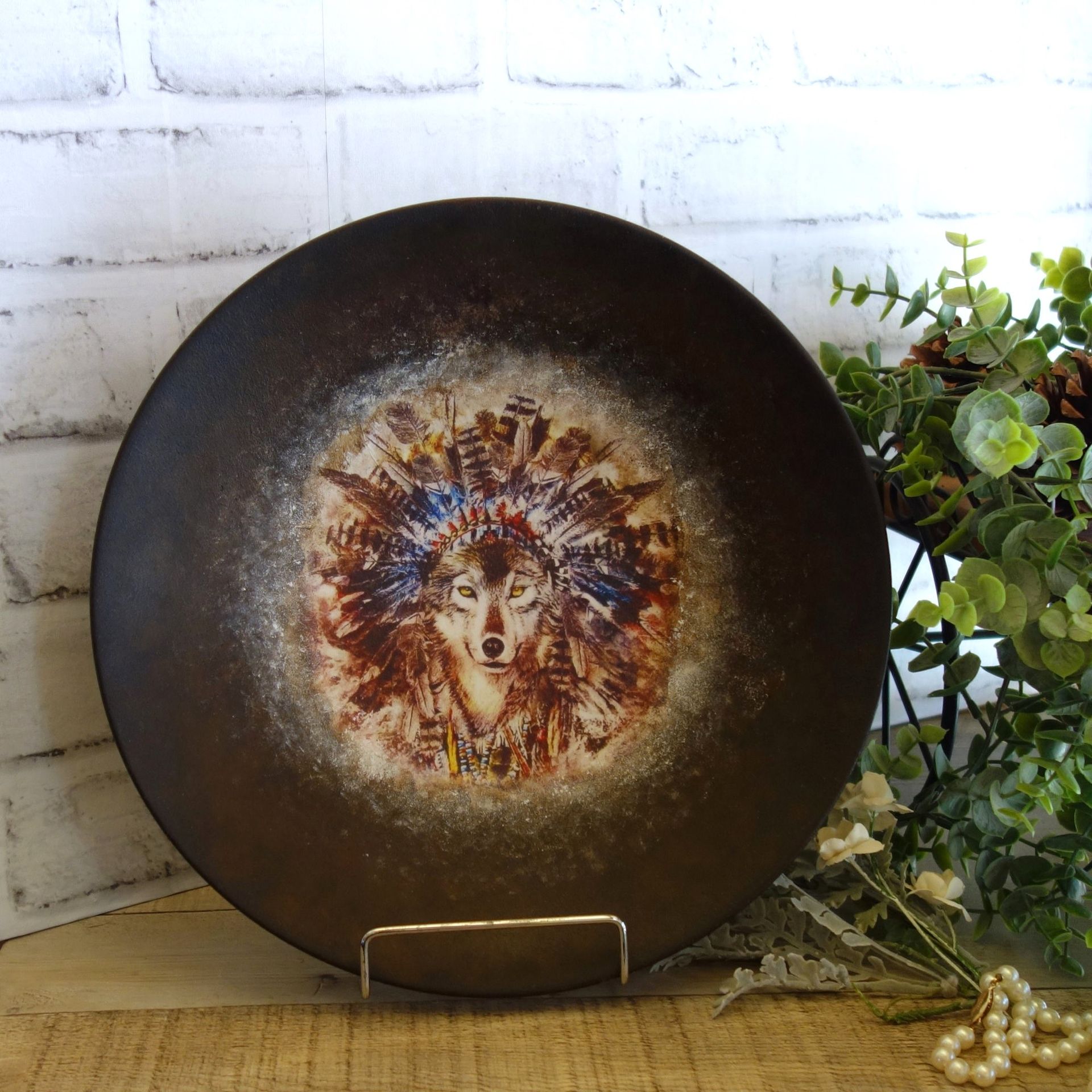 Spirit Wolf Decorative Pottery Plate Wolf Decor Wolf Picture Wolf Art
