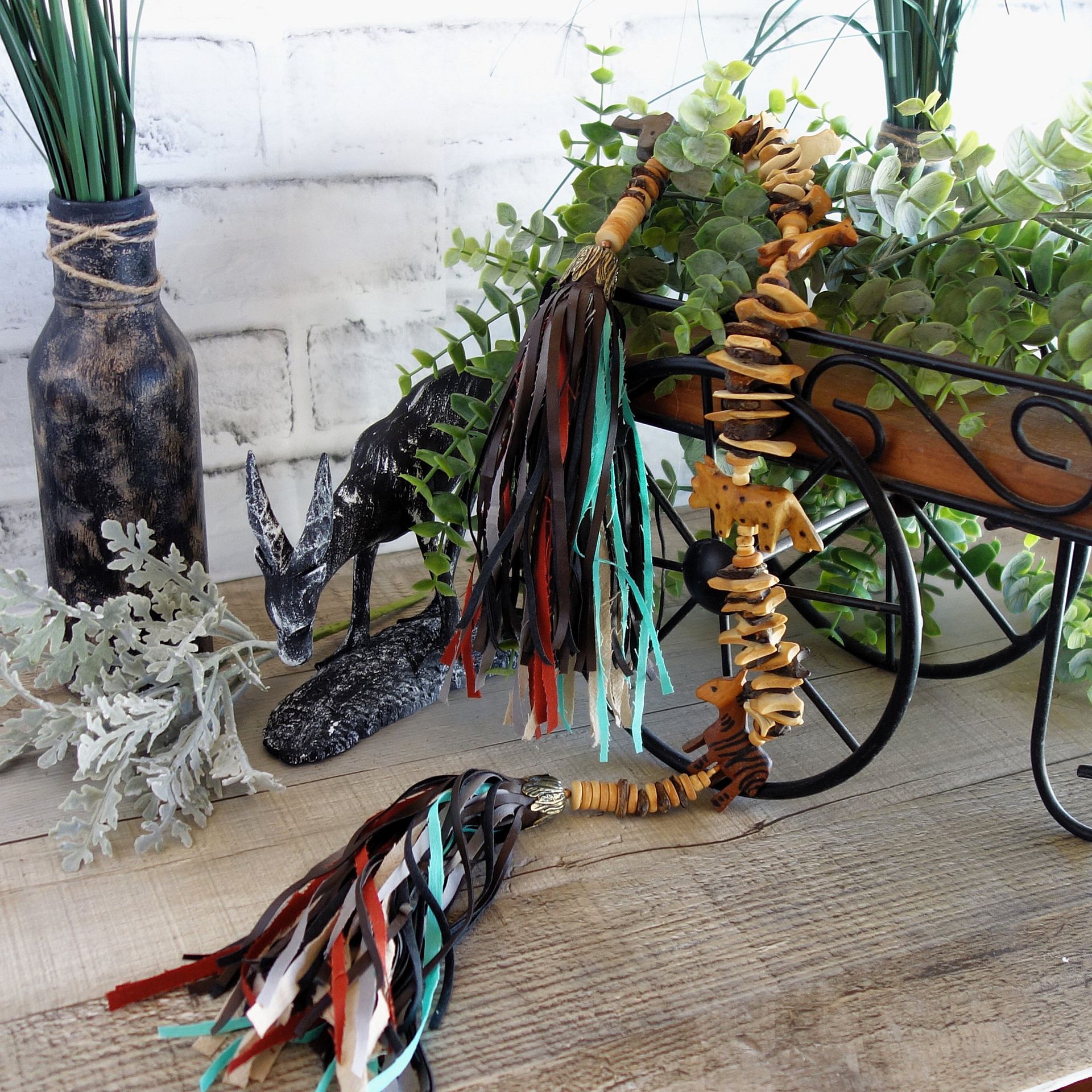 Safari Bead Tassel African Decor Bead Garland Animal Beads Tassle Tribal Decor 2 