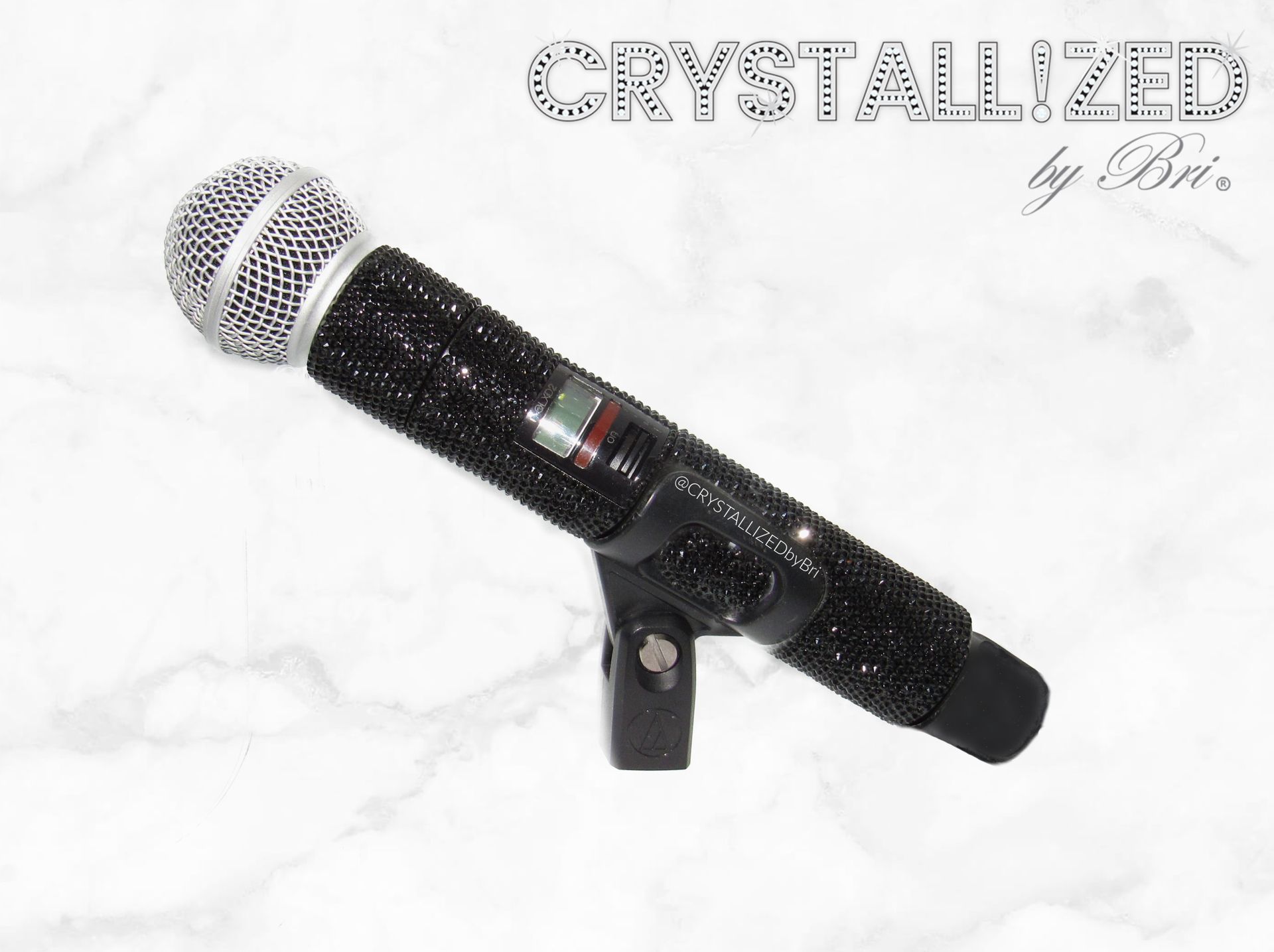 Custom Crystallized Microphone Singer Performer Stage Music Mic Bling European Crystals Bedazzled 3 