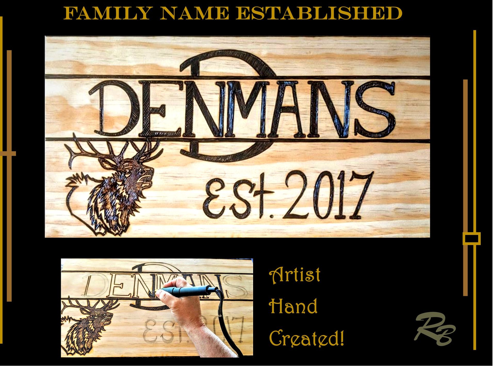 Last Name, Establised, Sign,Family Name Sign,Custom,Wood 1 