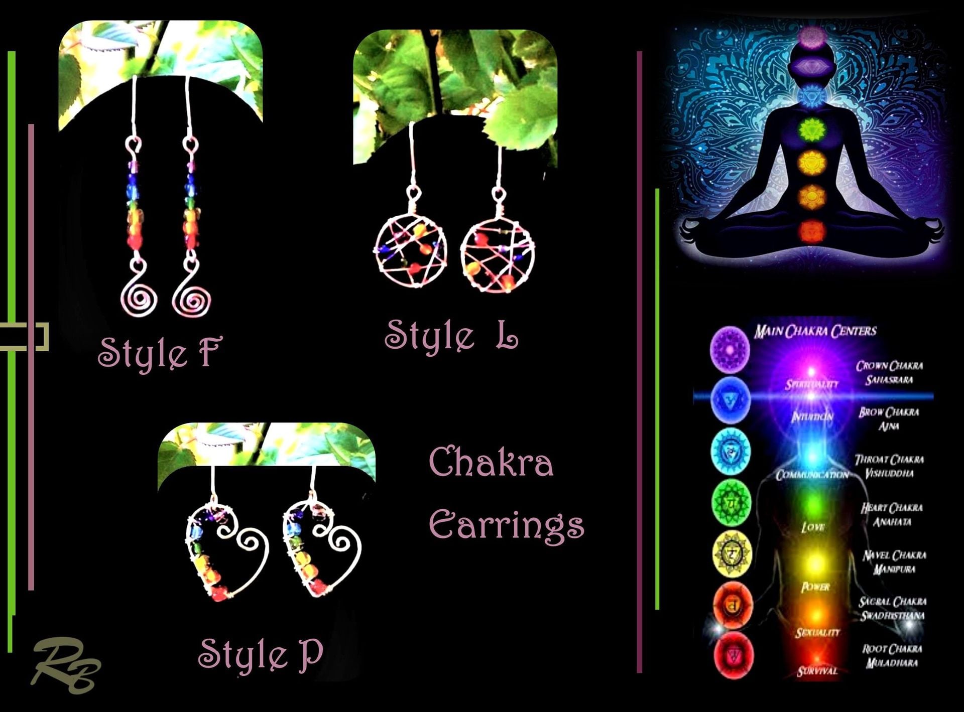 Chakra Necklace, Chakra Jewelry, Chakras, Healing, Artistic Creations by Rose, chakra earrings 3
