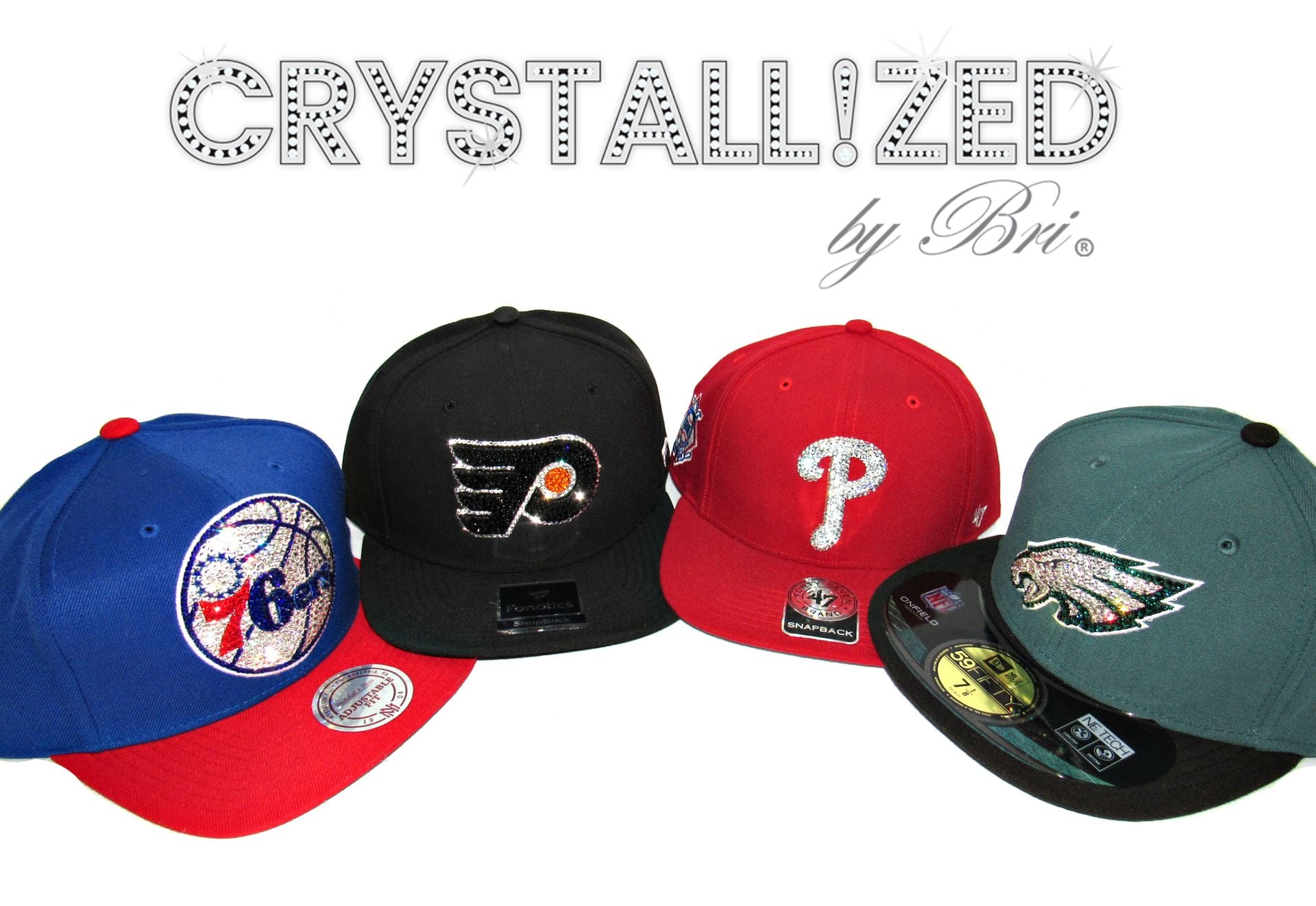 Philadelphia 76ers Sixers Nba Crystallized Snapback Baseball Cap Genuine European Crystals Bedazzled 5 