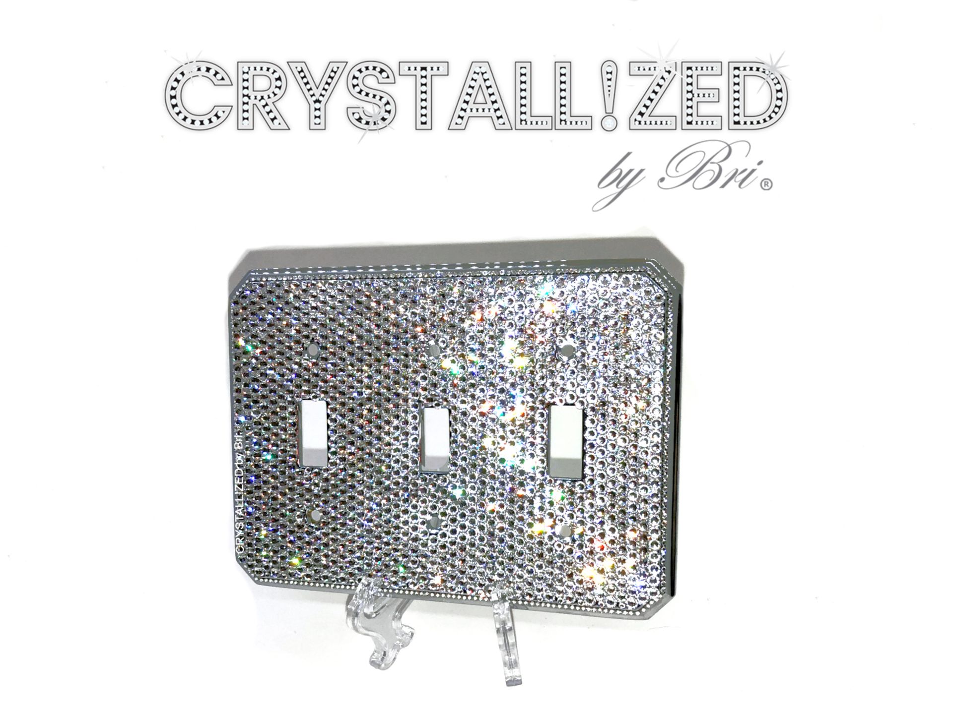 Toggle Crystallized Wall Light Switch Plate Bling Genuine European Crystals Bedazzled 3