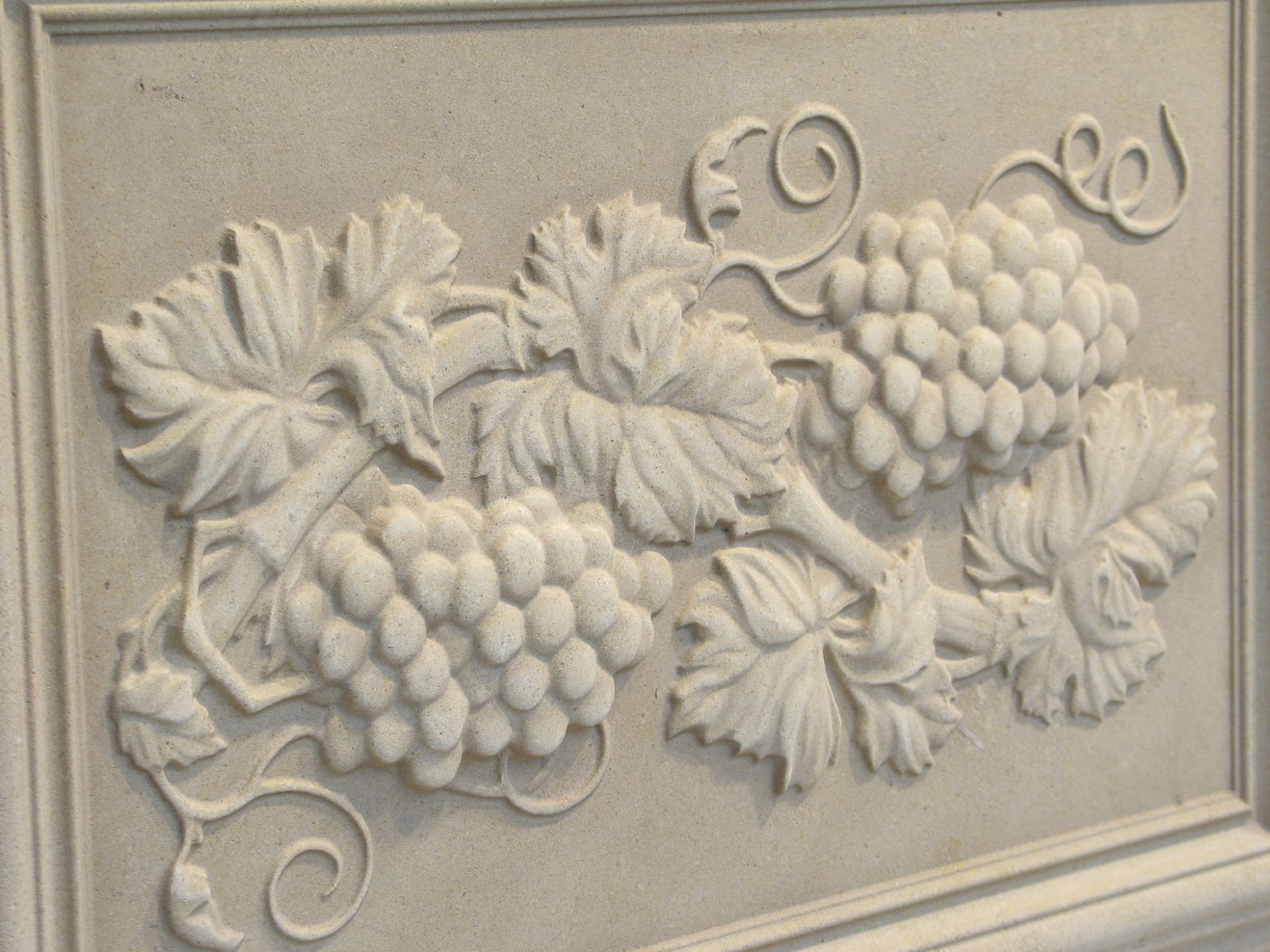 Relief Carved Grape Limestone Backsplash Tile Insert 3