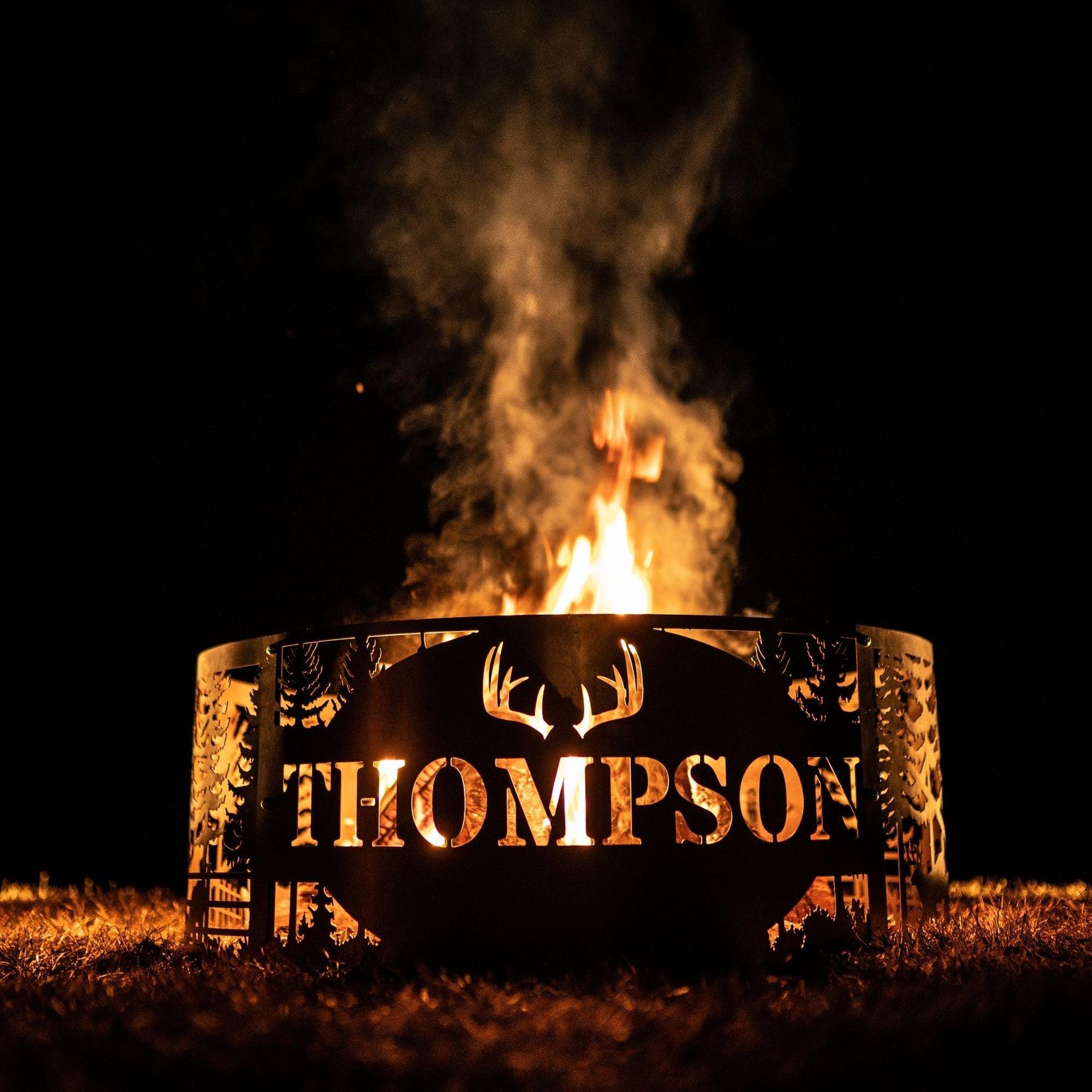 Personalized Deer Scene Fire Pit Ring