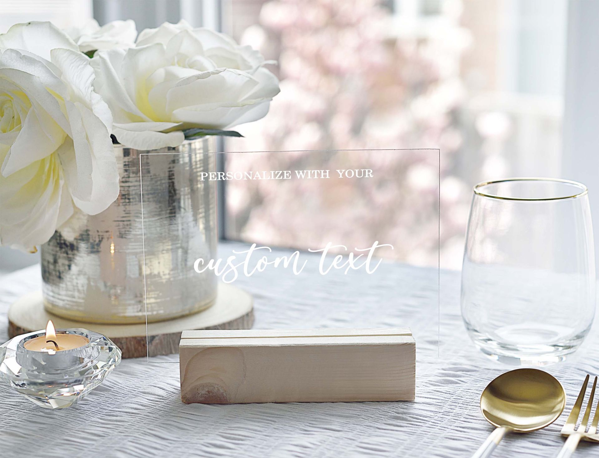 Custom Text Acrylic Wedding Table Sign, Clear, White, Or Black Acrylic, Personalized Sign 3