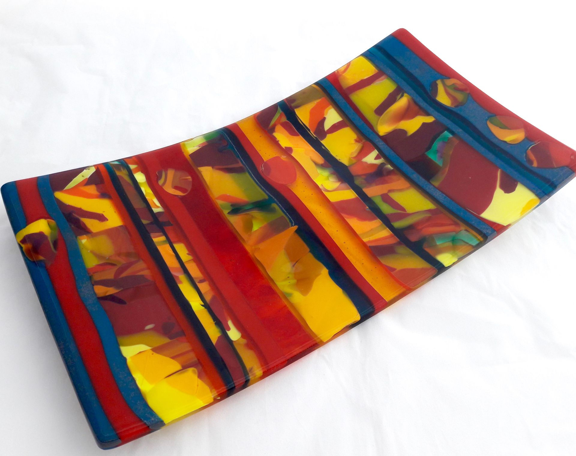 Modern Rectangular Fused Glass Serving Platter Featuring Handmade Glass - Chimichurri 5