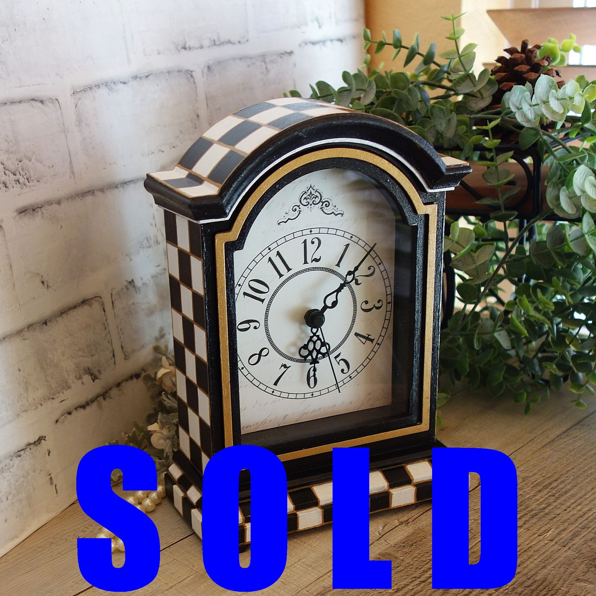 Courtly Mantle Clock Black And White Checked Clock Decor 1 