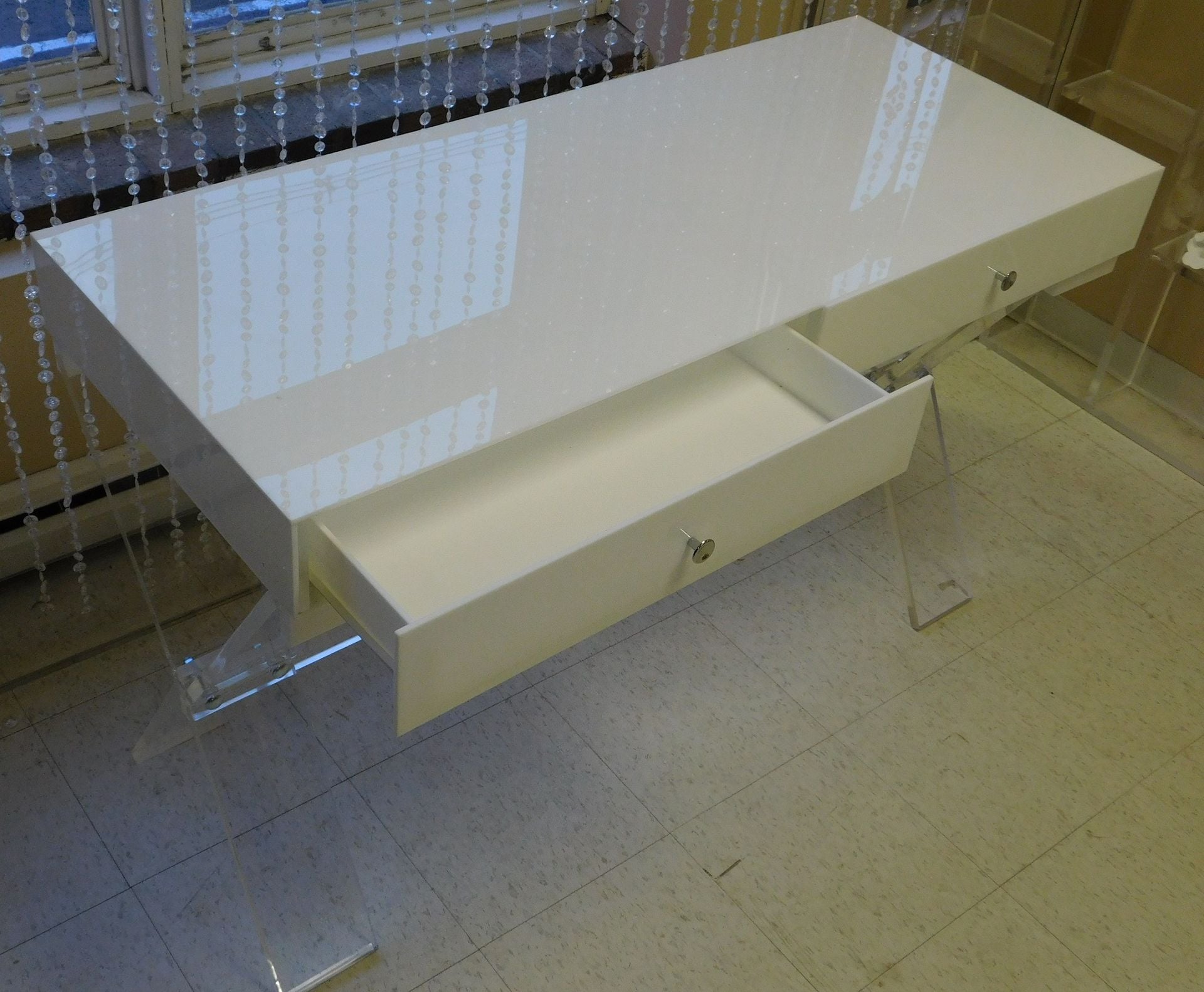 Acrylic Desk With "X" Base , Duel Drawer Assembly - Hand Crafted Custom Sized 3 