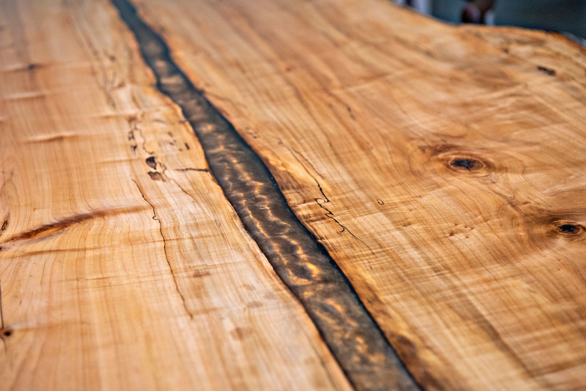 Organic Live Or Natural Edge Spalted Maple With Copper And Bronze Dining Or Kitchen Table 3