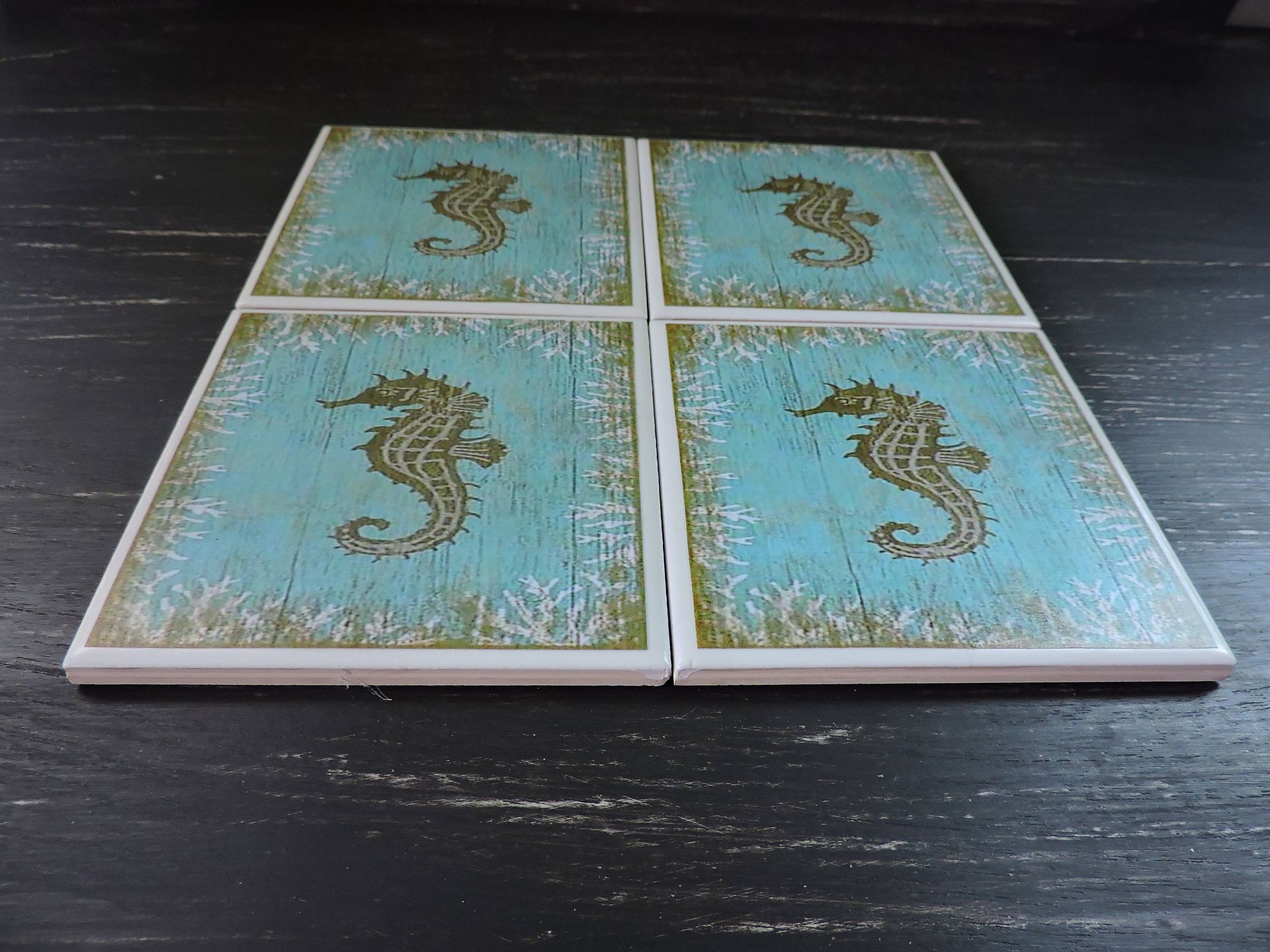 Seahorse Beach Theme Ceramic Coasters 4