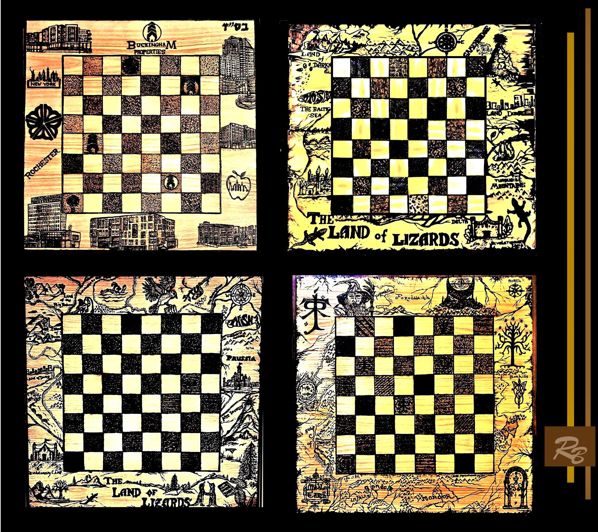 Custom, Wood, Board Games, Monopoly Board, Large, Game Room Games 4