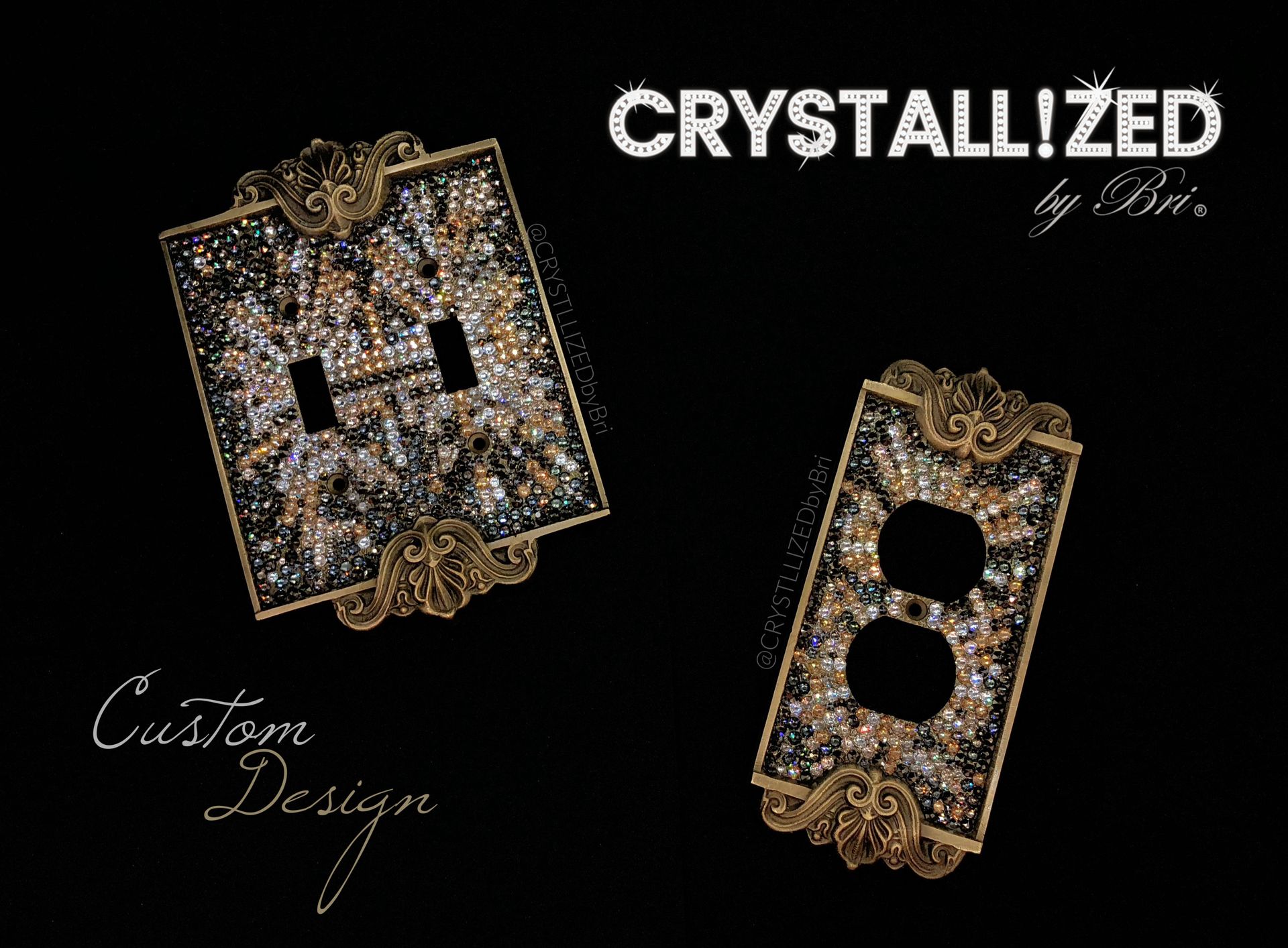 Custom Design Crystallized Wall Light Switch Plates Home Decor European Crystals Bedazzled 4 