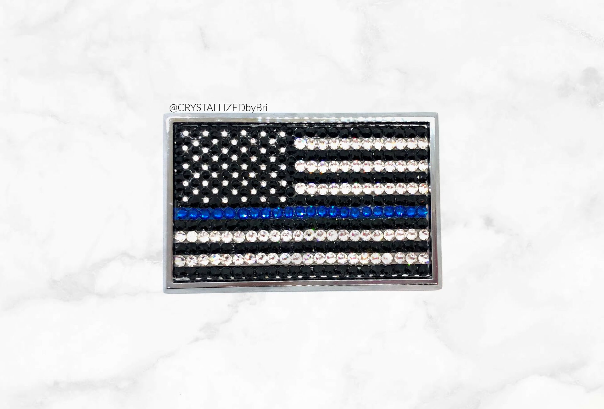 Thin Blue Line Crystallized Police Flag 3d Emblem Car Home Bling Genuine European Crystals Bedazzled 2 