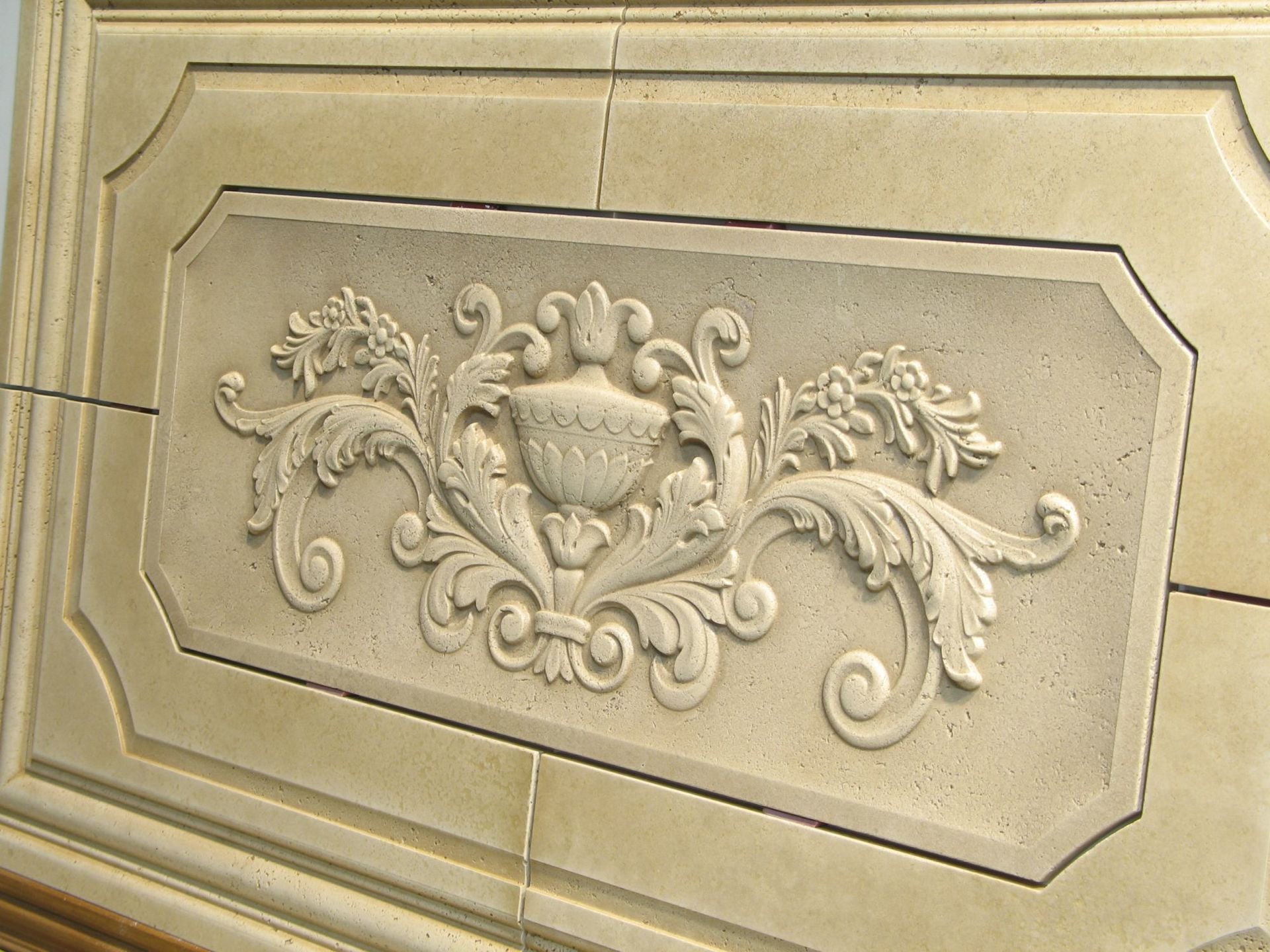 Carved 5 Piece Travertine Decorative Tile Backsplash Insert 2