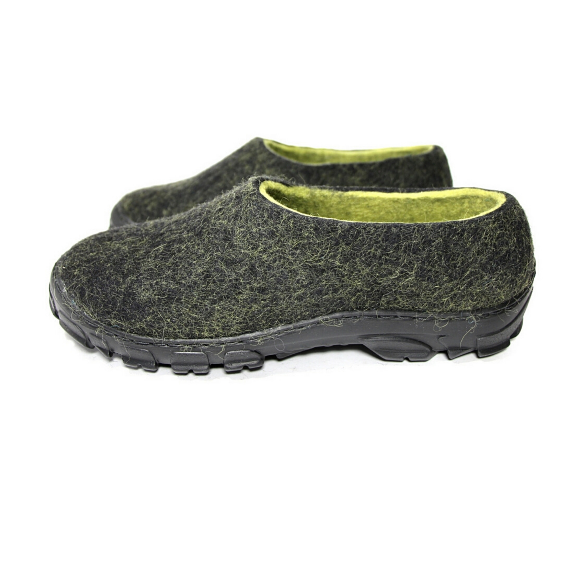 Mens Felted Shoes Travel Black Lime