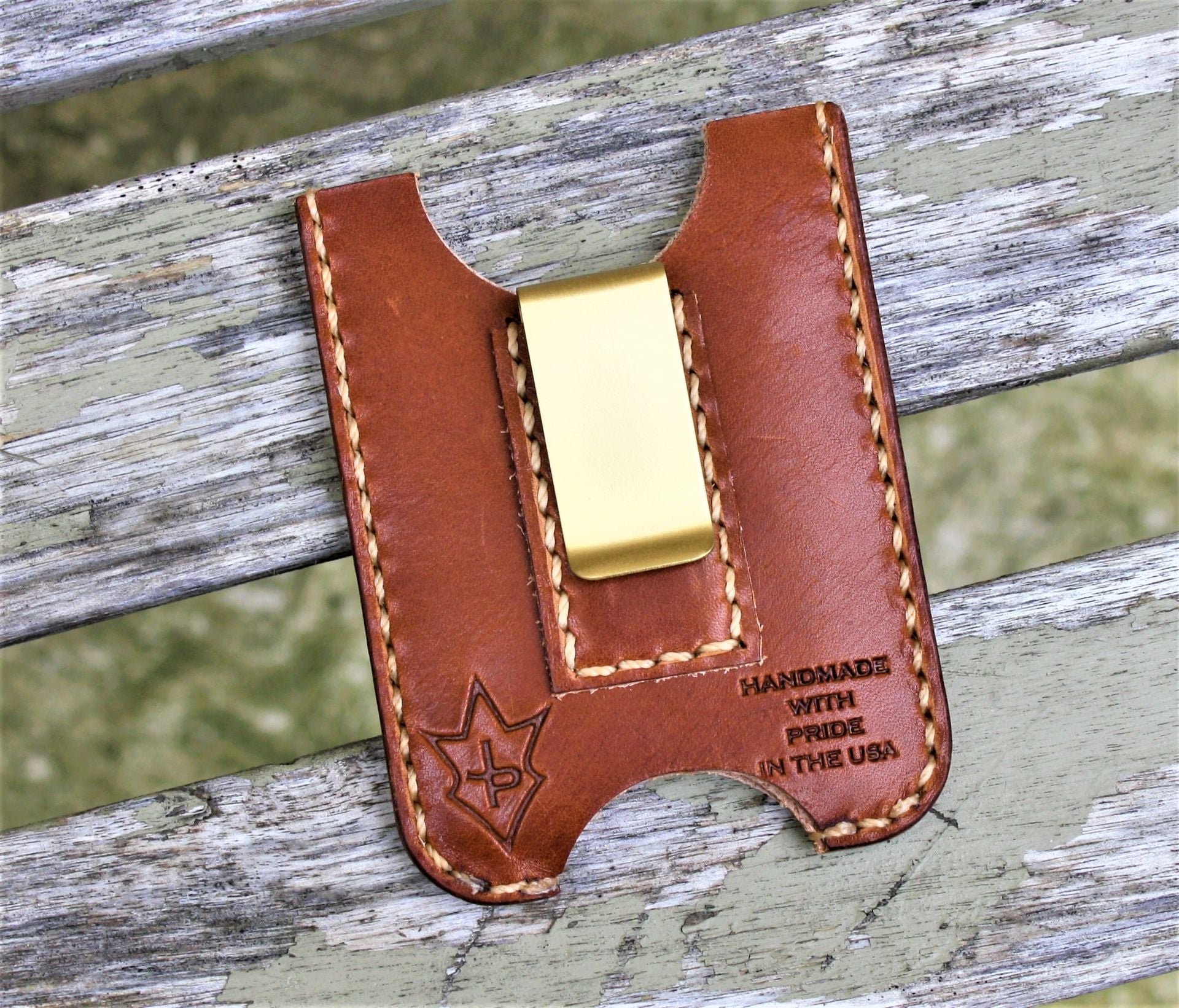Handmade Leather Minimalist Wallet Minus Wickett And Craig Buck Brown Harness Money Clip 5 