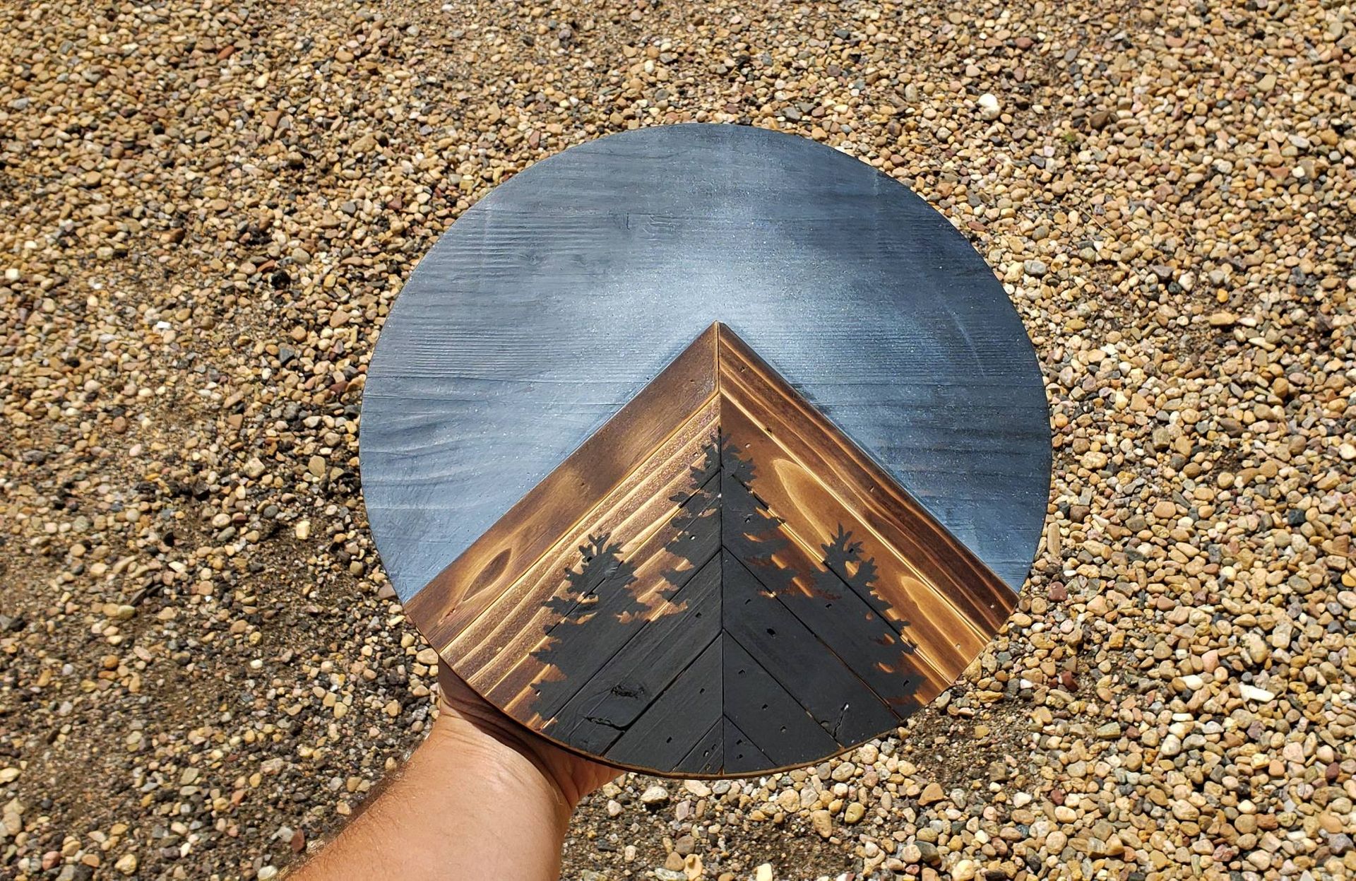 12in Round Rustic Mountain Wall Art. Wall Hanging Decor For The Home. Handmade Gifts. 4