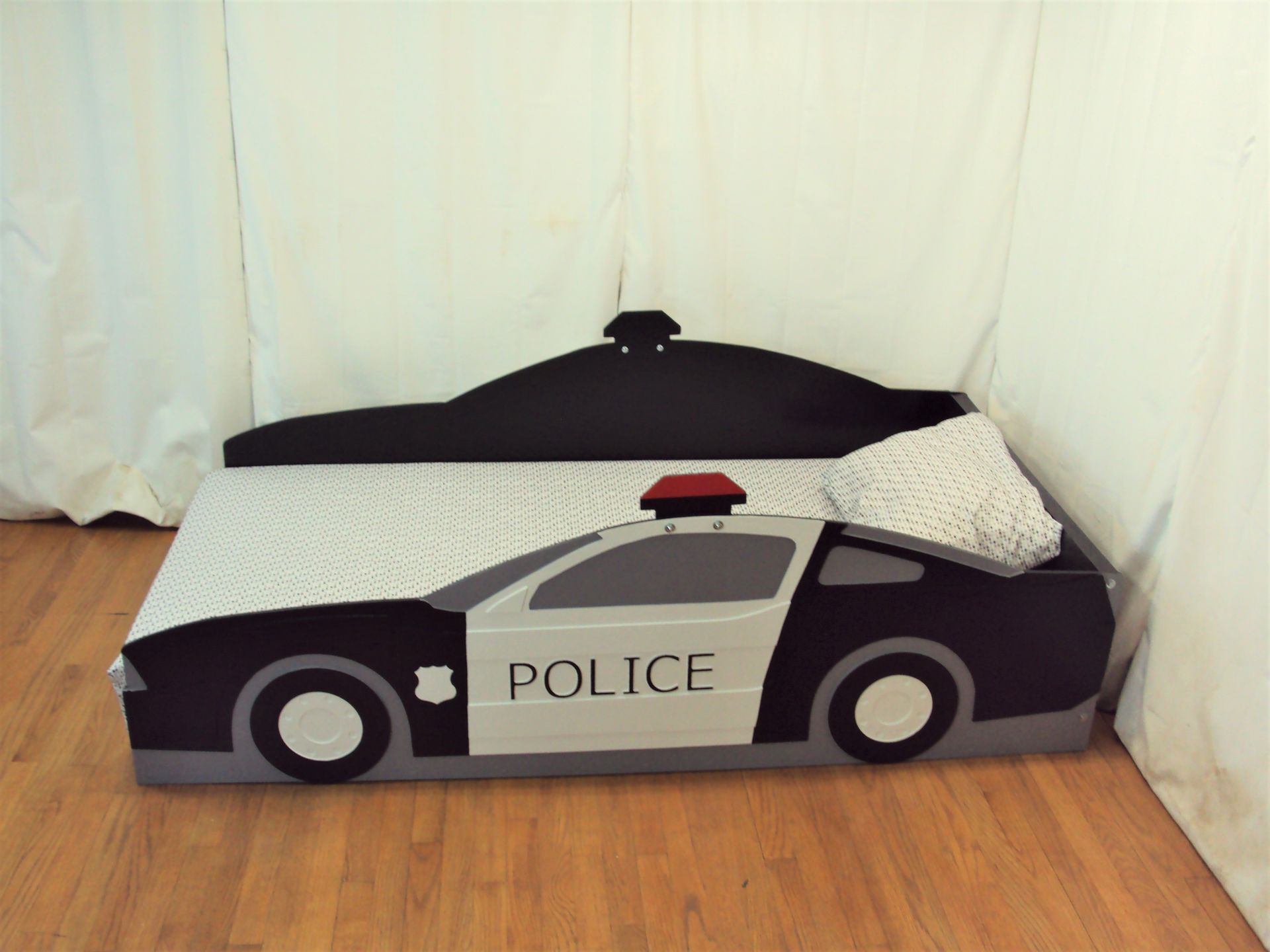 Police Car Twin Kids Bed Frame - Handcrafted - Police Themed Children's Bedroom Furniture 3 
