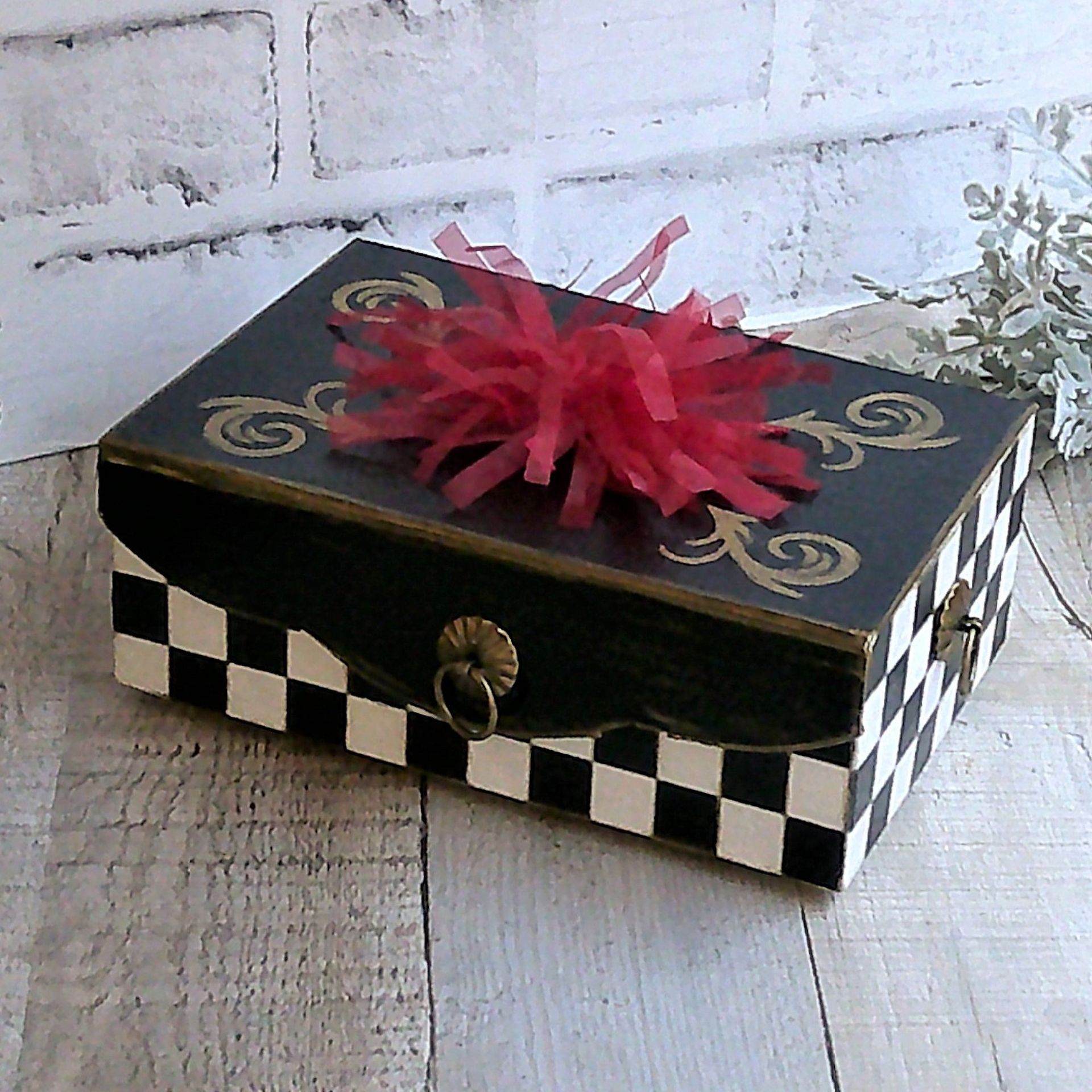 Whimsical Checks Decorative Box Hand Painted Checked Decor 5 