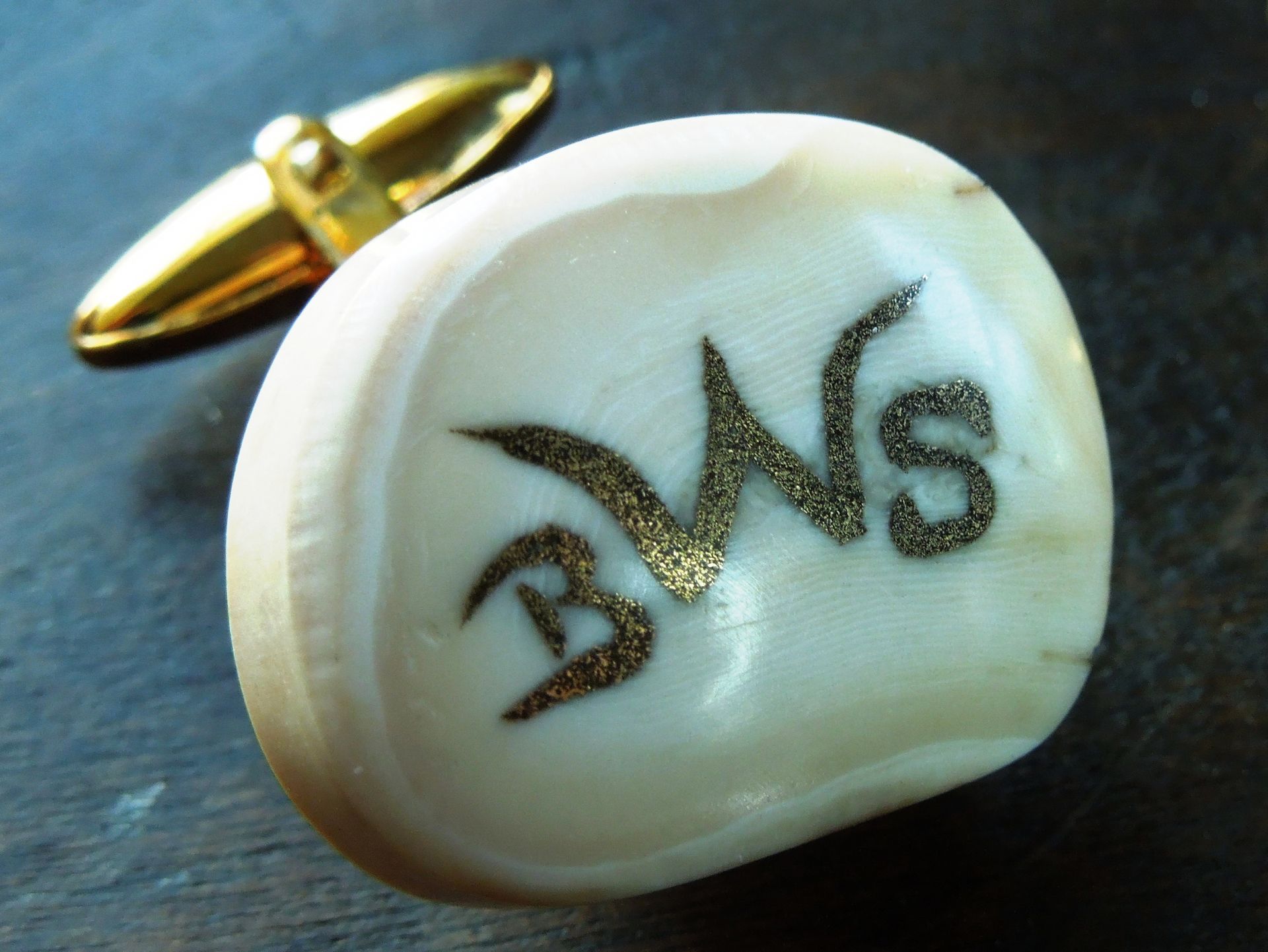 Cufflinks Monogram Bronze Inlay Warthog Tusk 2 
