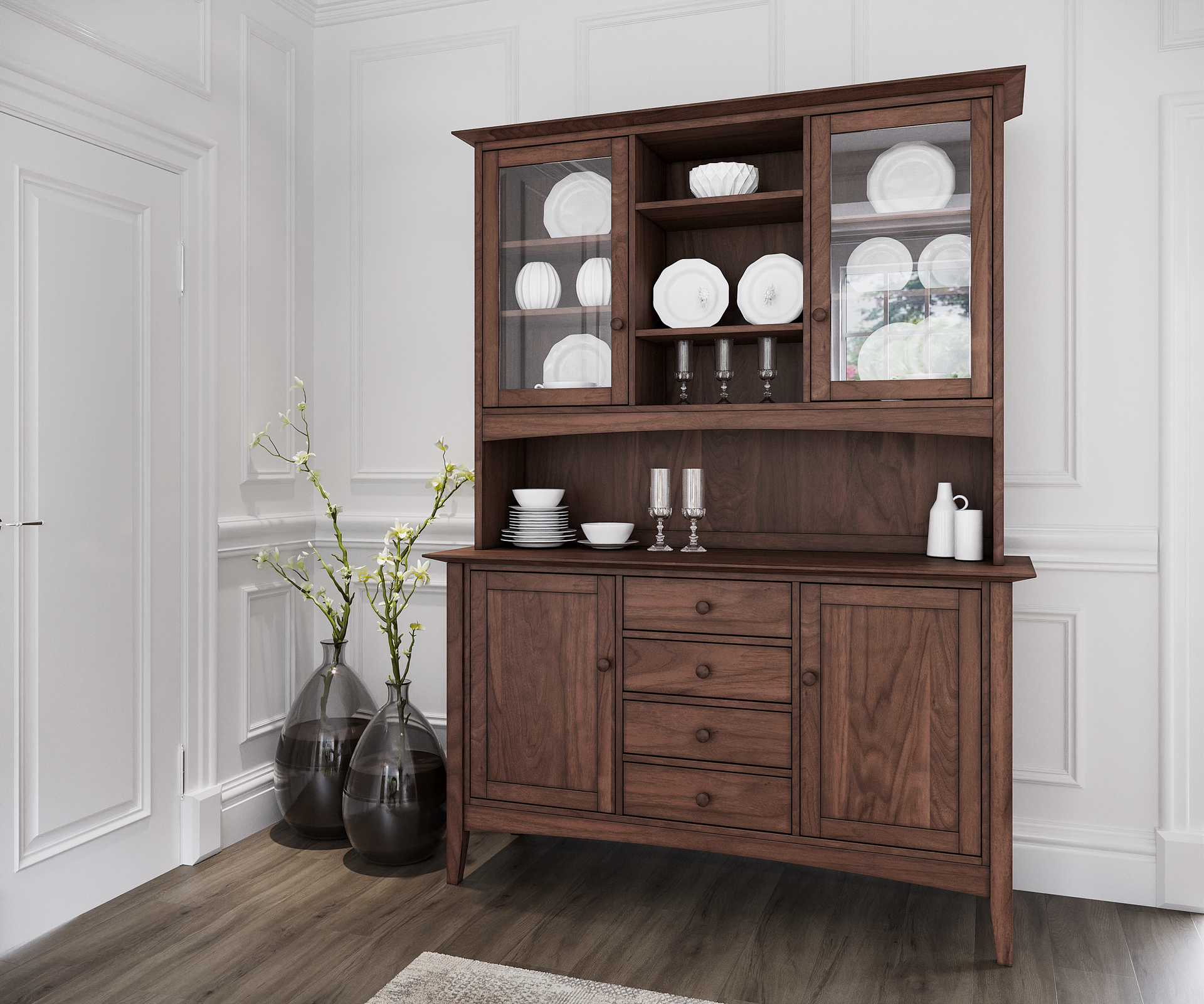 Wooden Classic Shaker Buffet And Hutch