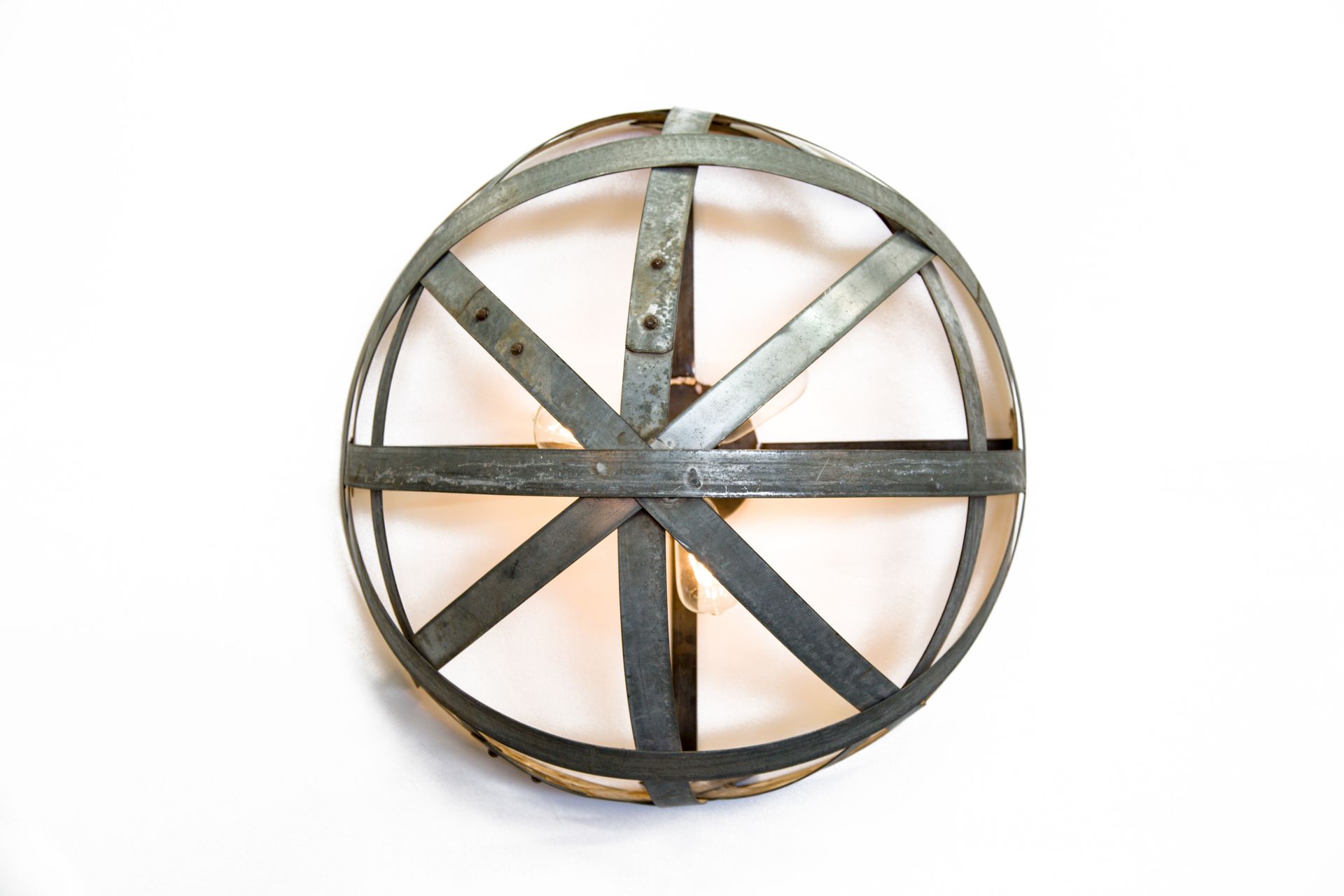 Wine Barrel Ring Flush Mount Ceiling Light - Orbis - Made From Retired Ca Wine Barrel Rings 5 