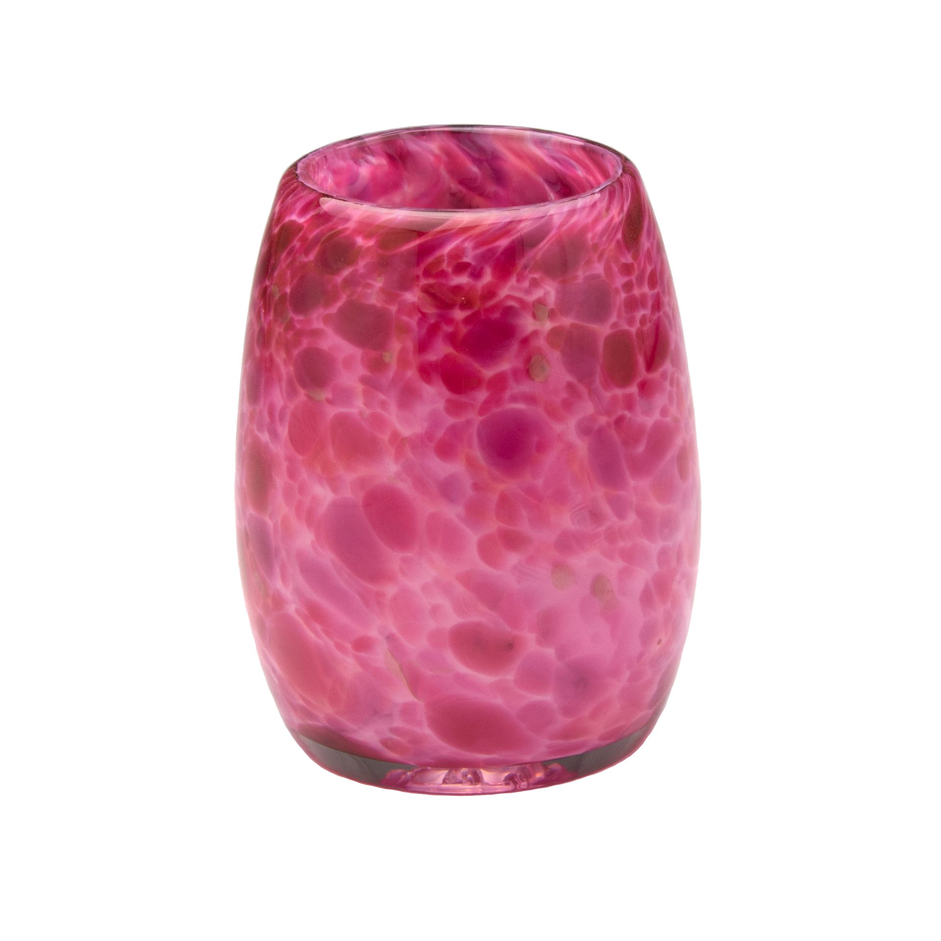 Votive Candle Holder. Hand Blown Art Glass In Pink.
