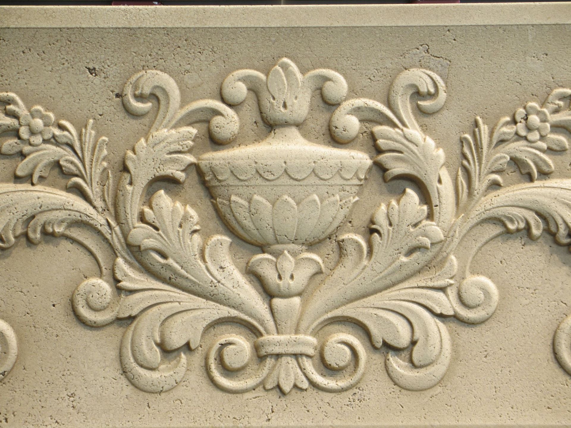 Carved 5 Piece Travertine Decorative Tile Backsplash Insert 5