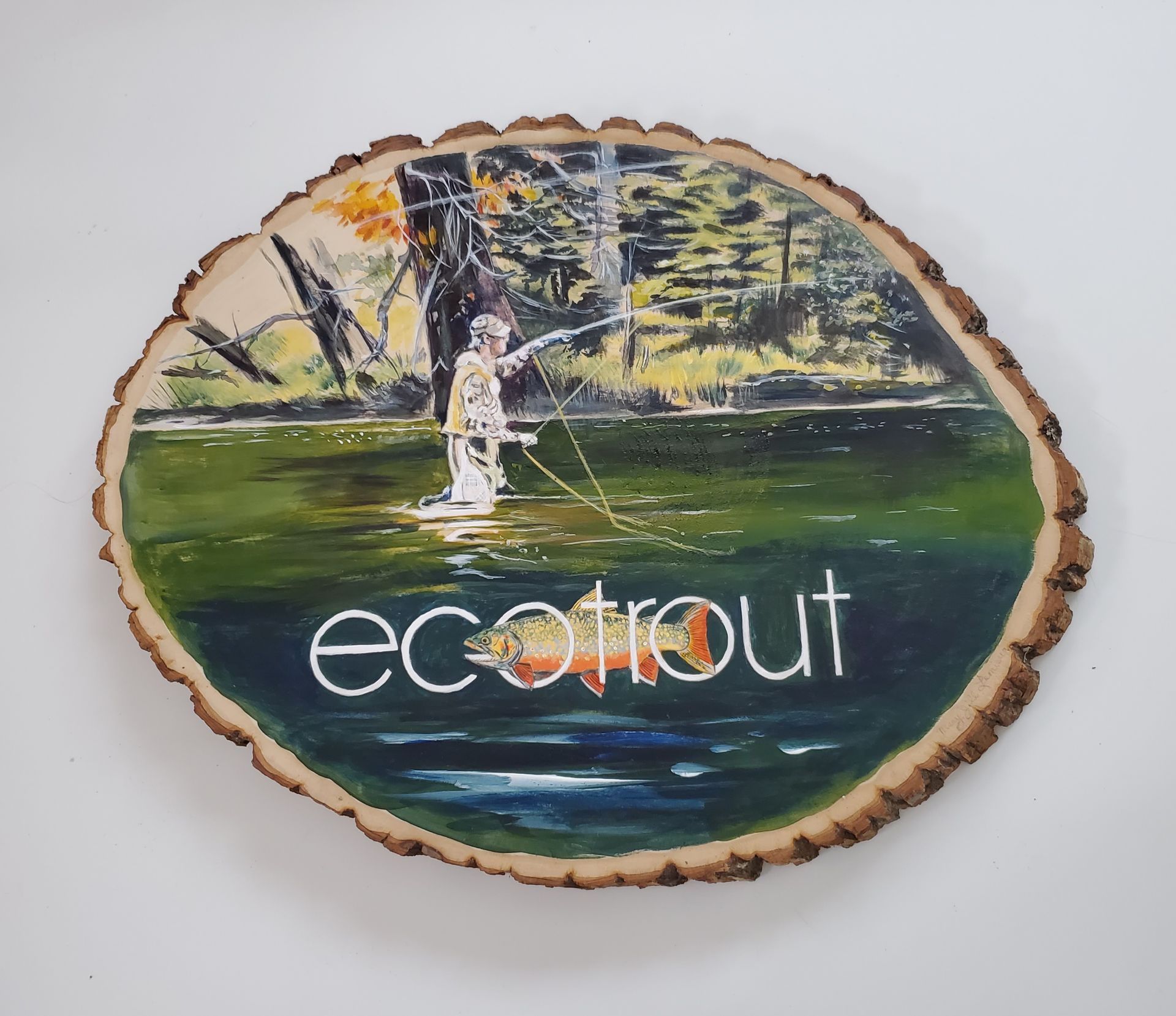 Custom Painting On Rustic Live Edge Basswood Slice For Father's Day!