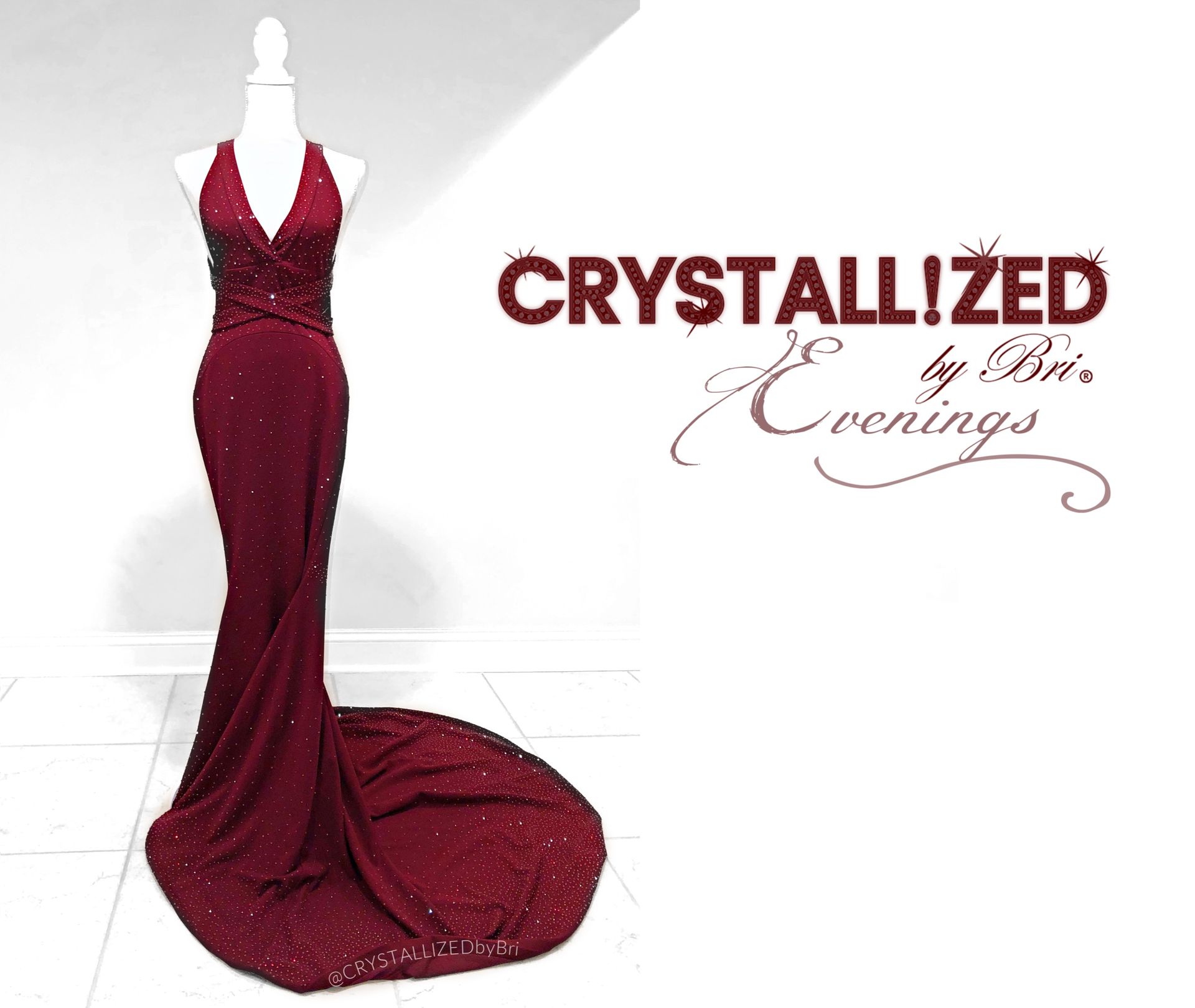 Custom Crystallized Evening Gown Formal Prom Dress Wedding Attire Bling European Crystals Bedazzled 2