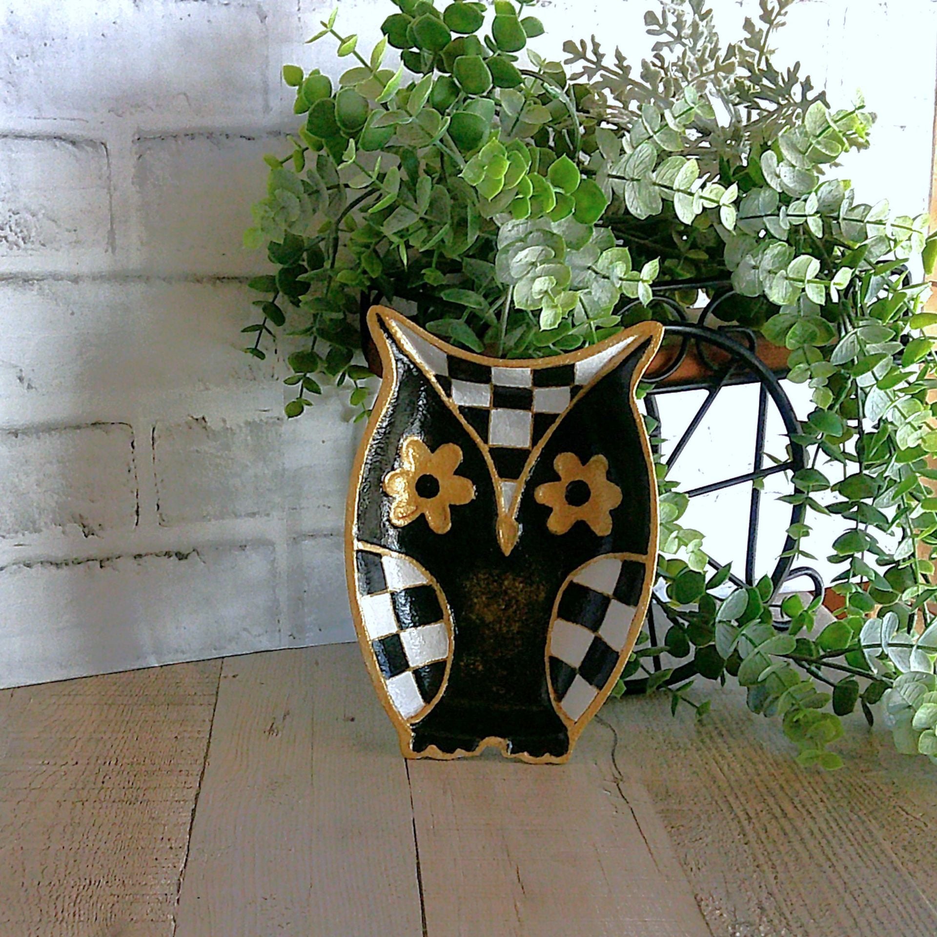 Elegant Checks Owl Decor Decorative Dish 2 