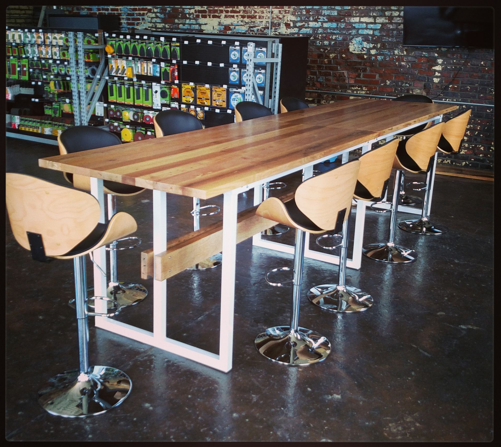 Custom Contemporary Reclaimed Wood And Steel Conference Table. 5 