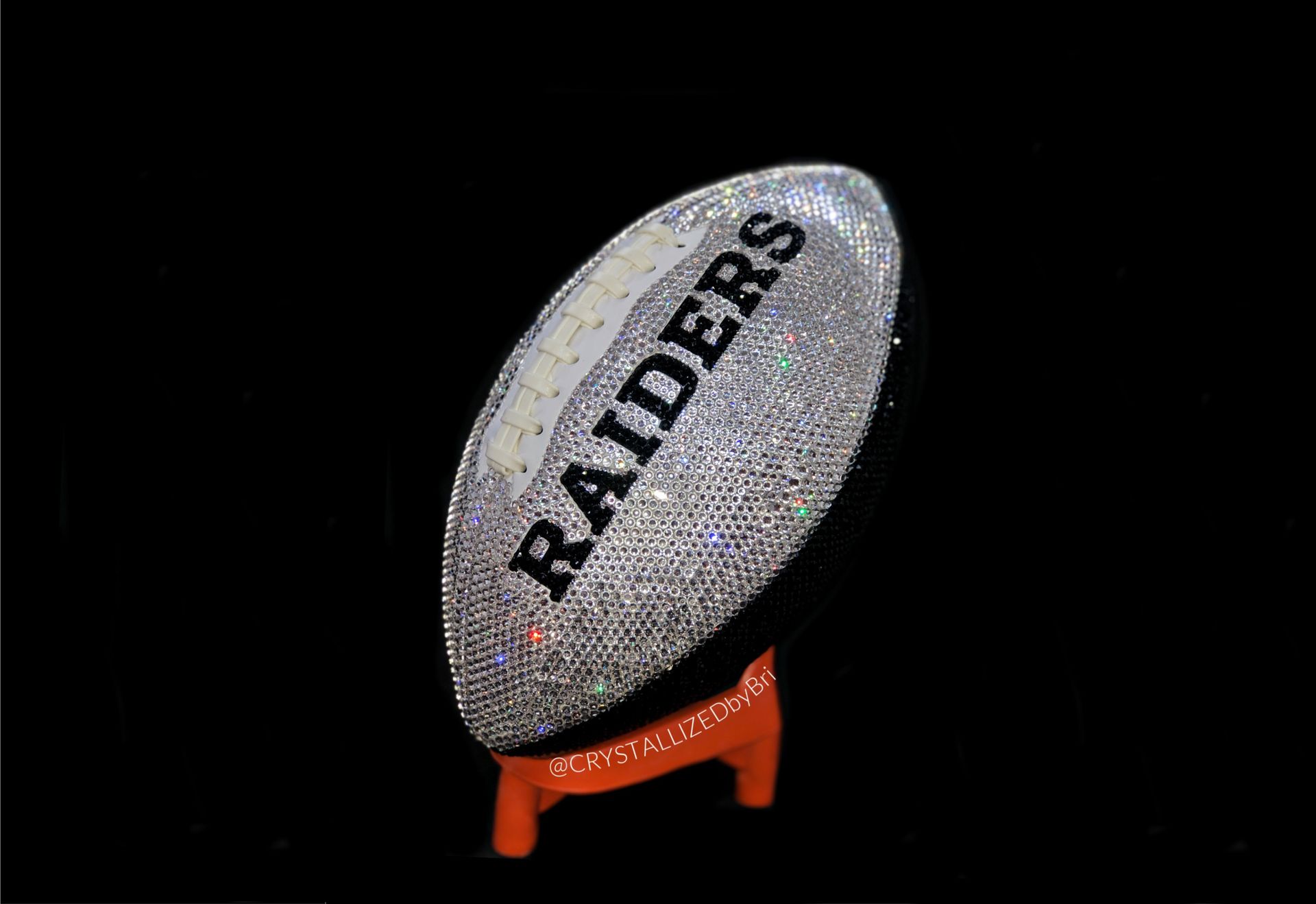 Oakland Raiders Crystallized Football Game Size Nfl Bling Genuine European Crystals Bedazzled 2