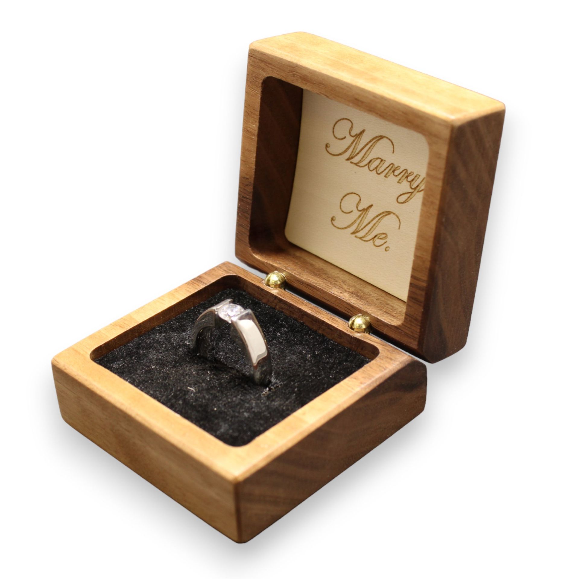 Inlaid White Swans Engagement Ring Box With Free Engraving And Shipping. Rb-35 2
