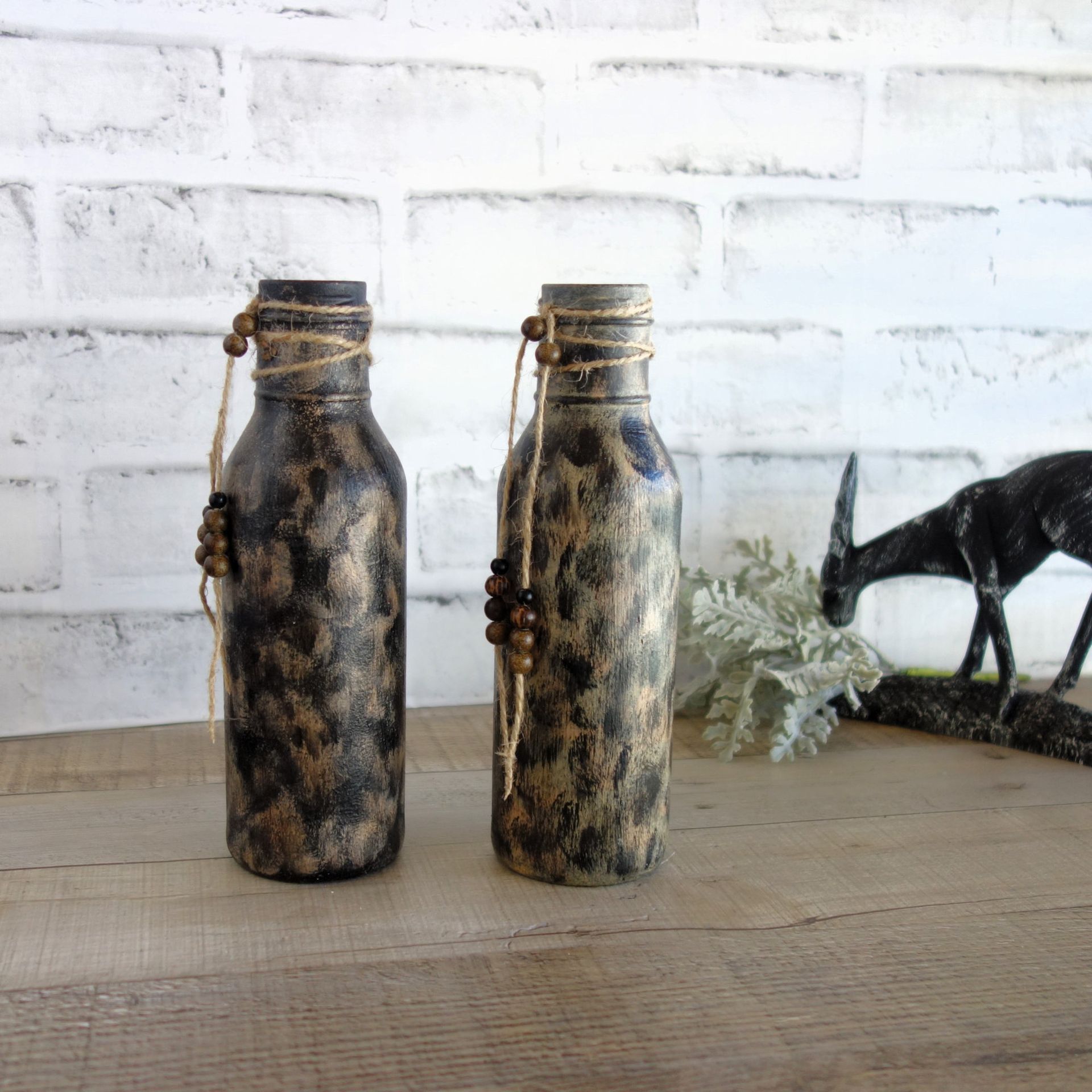 Leopard Print Decor Vase Set African Decor Safari Decor Cheetah Jaguar Print 4 