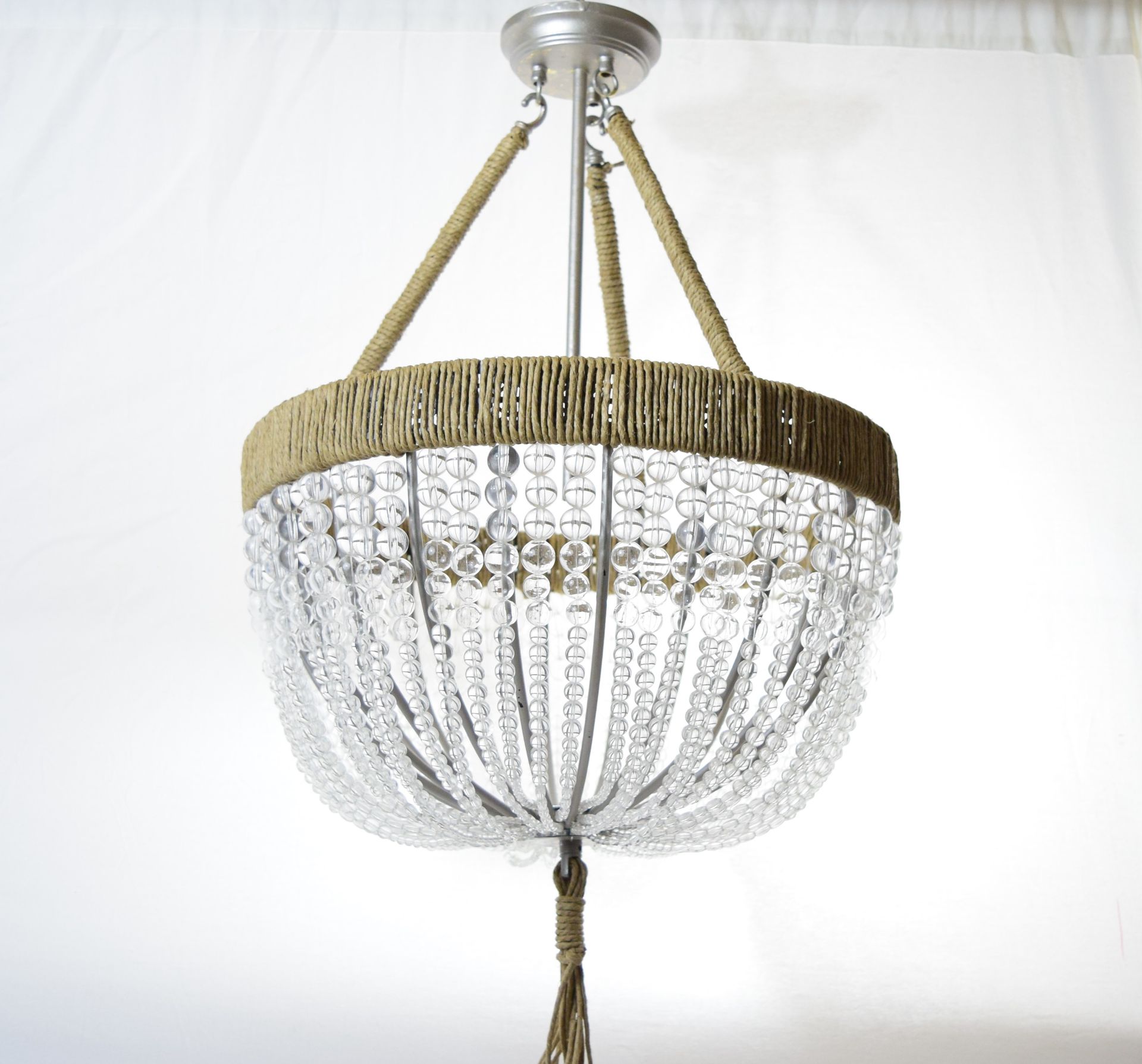 Renee - Open Clear Handmade Blown Glass Beaded Chandelier 4 