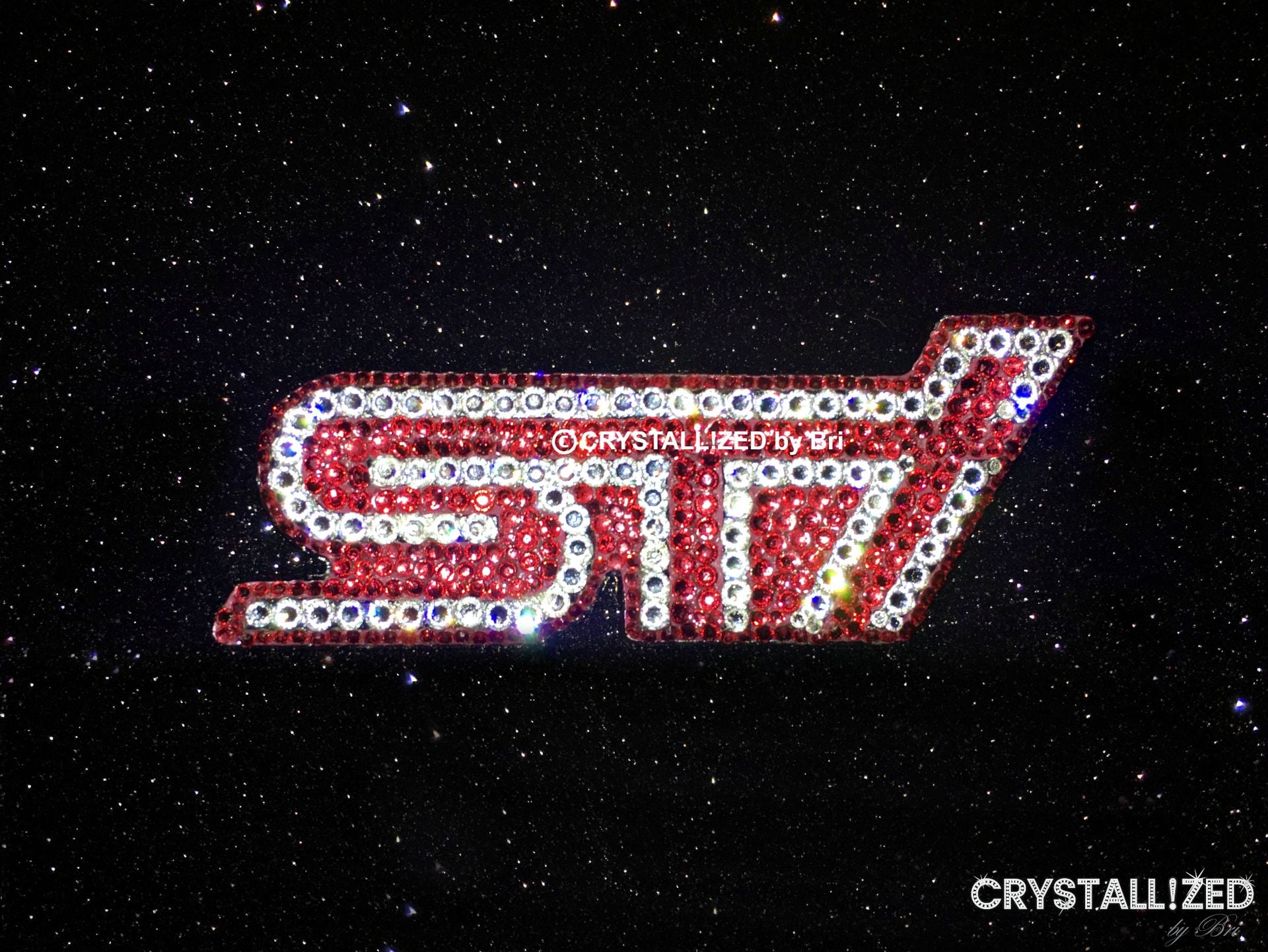 Crystallized Subaru Sti Grille Bolt On Emblem Genuine European Crystals Bedazzled 1