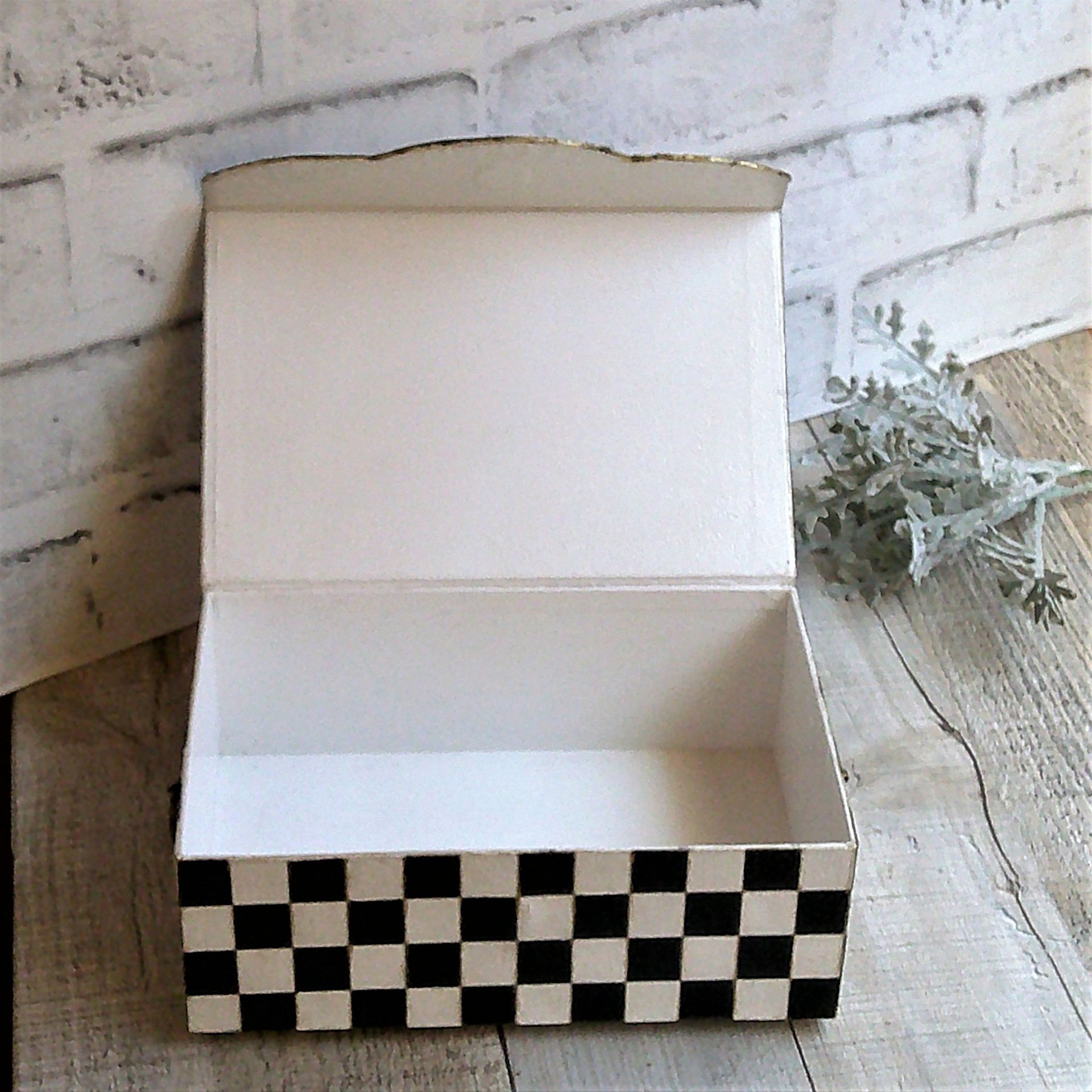 Whimsical Checks Decorative Box Hand Painted Checked Decor 4 