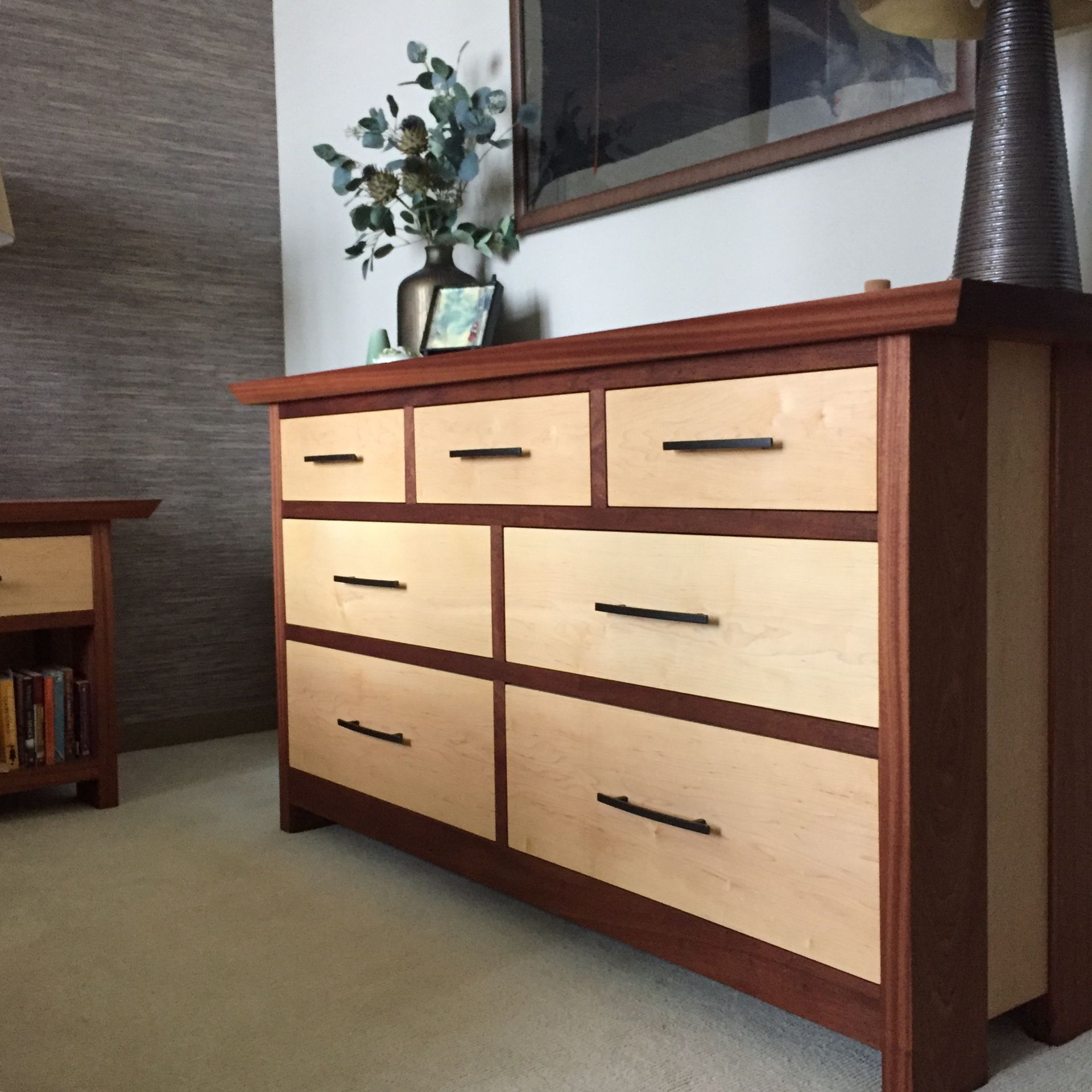 Sapele And Maple Art Deco Bedroom Set 4 