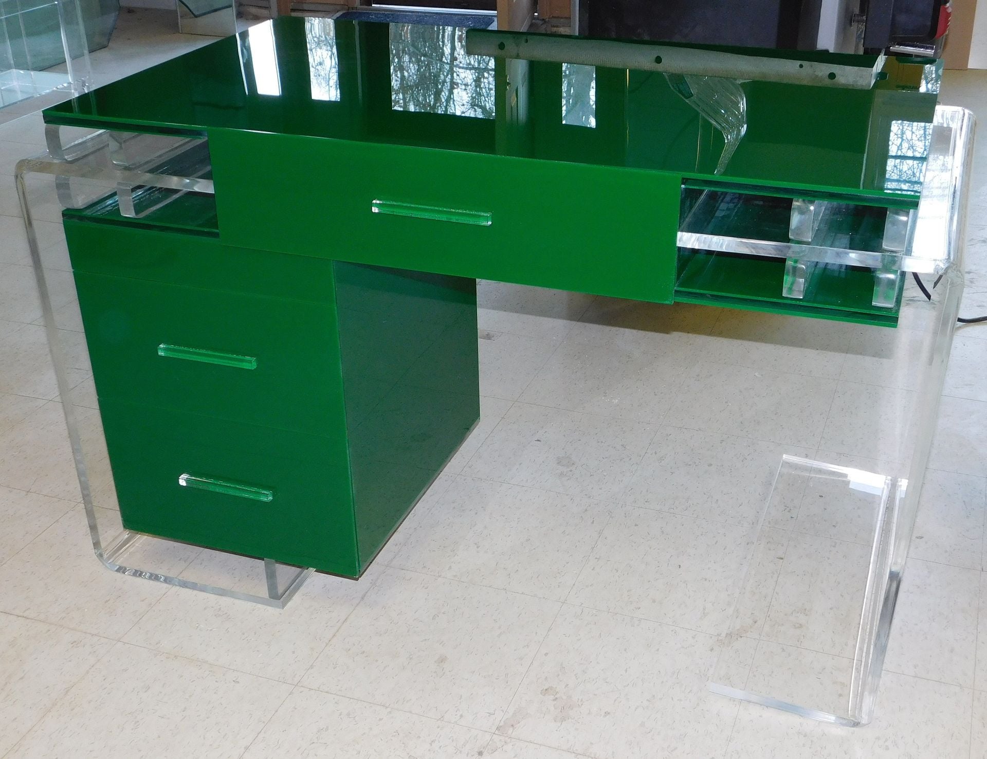 Acrylic Waterfall Edge Desk With Drawers - Hand Crafted, Custom Made 6
