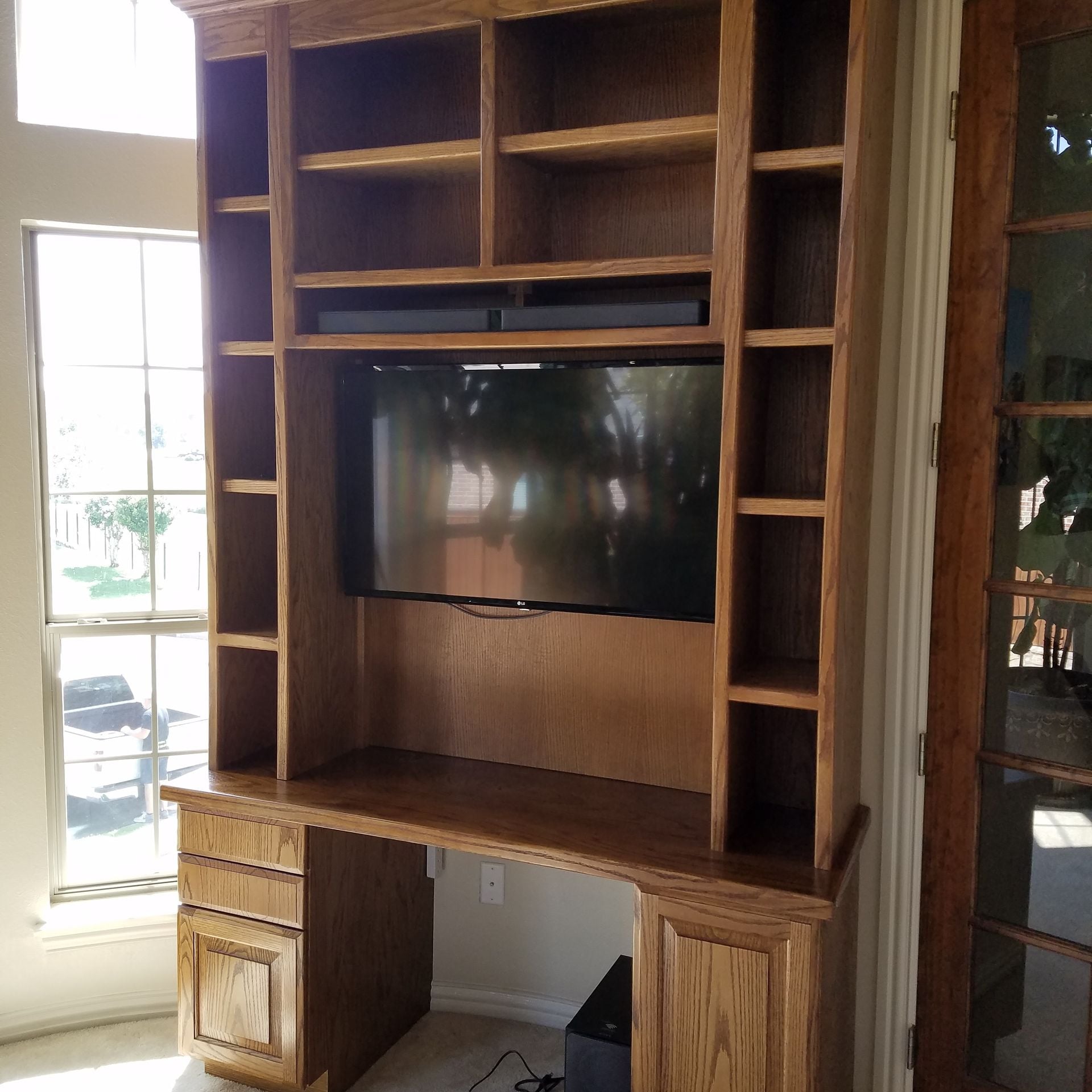 Red Oak Media/Office Desk Combo