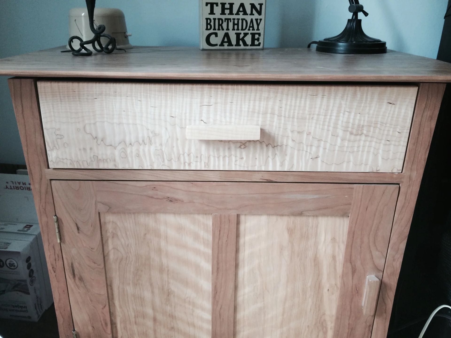 Large Curly Maple And Cherry Nightstand 3