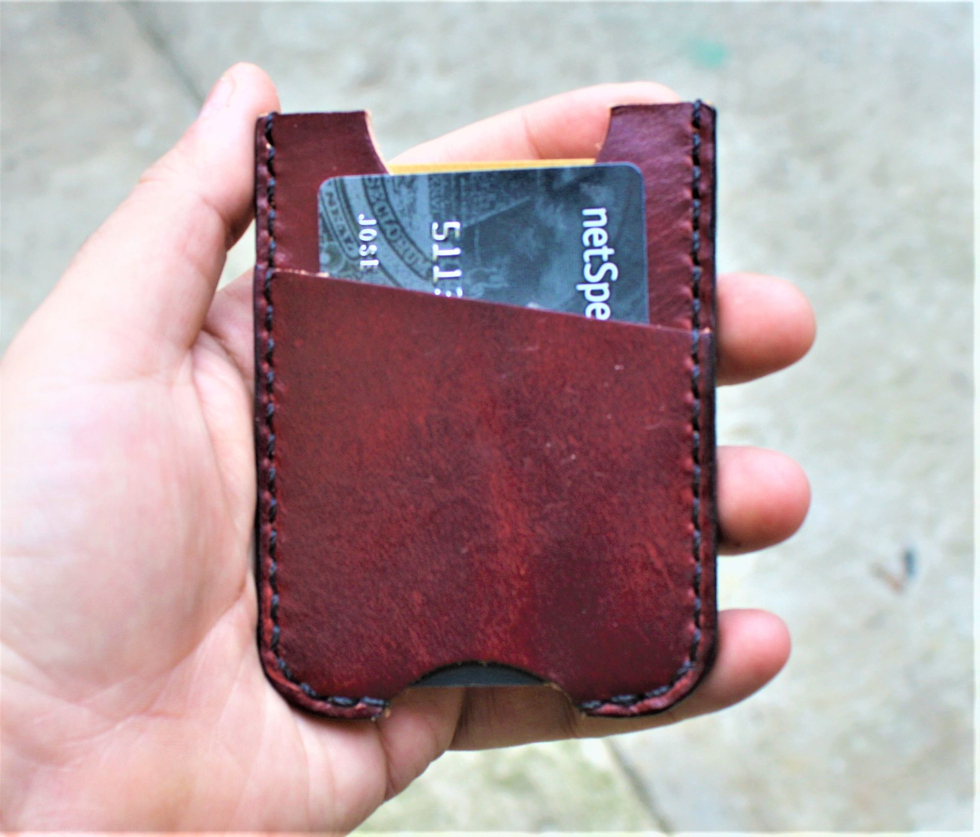 Handmade Leather Minimalist Wallet Minus Wickett And Craig Burgundy Harness Money Clip