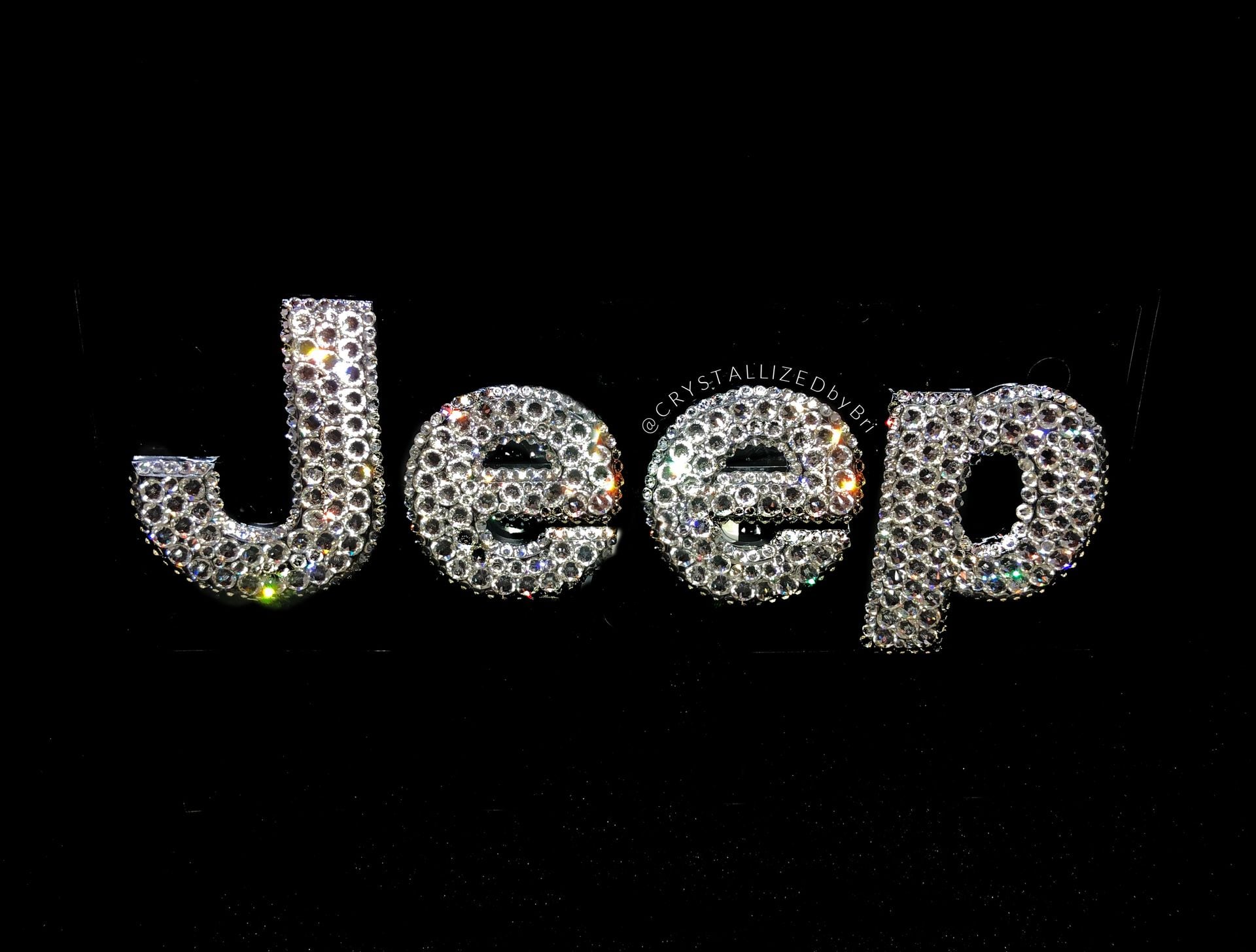 Jeep Crystallized Car Emblem Letters Bling Genuine European Crystals Bedazzled 3