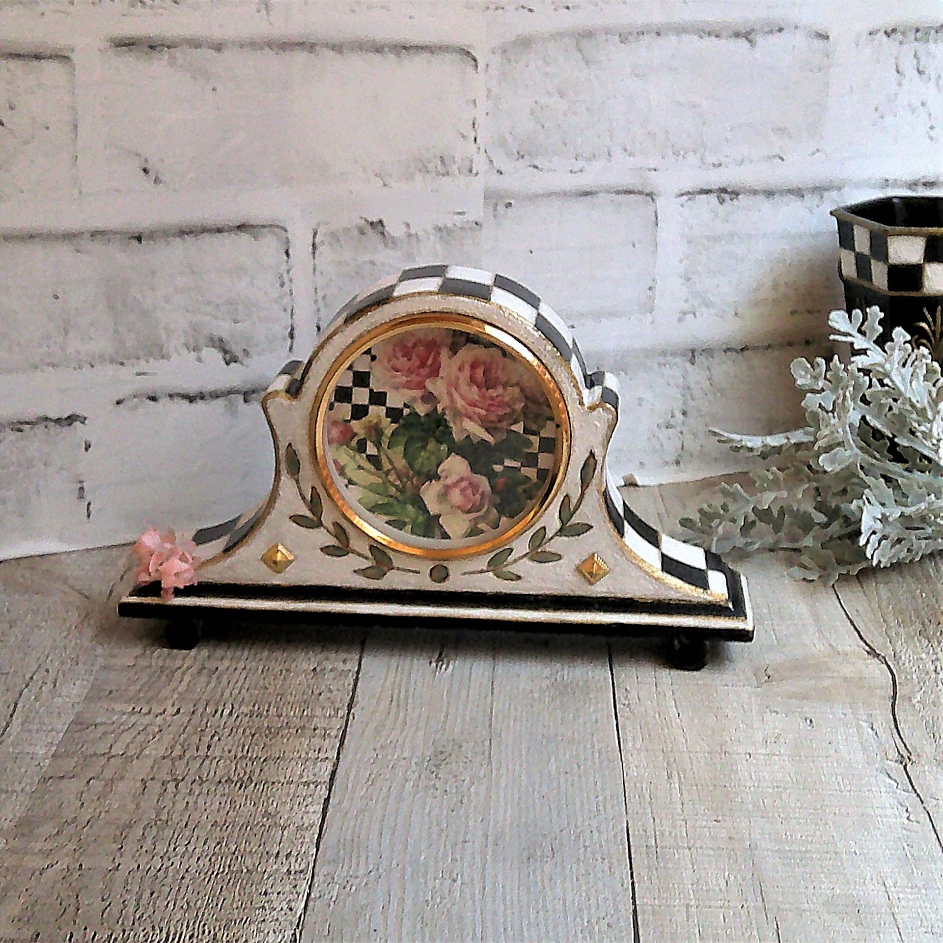 Whimsical Checks Music Box Hand Painted Checkered Decor 2 