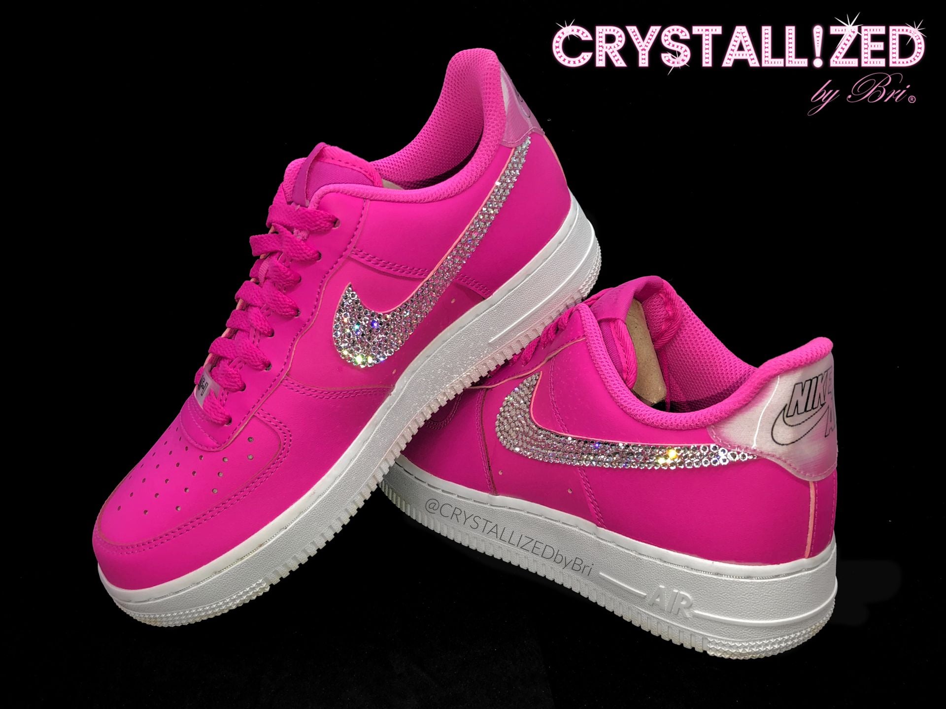 Nike Crystallized Air Force 1 Women's Sneakers Bling Genuine European Crystals Bedazzled Pink 1