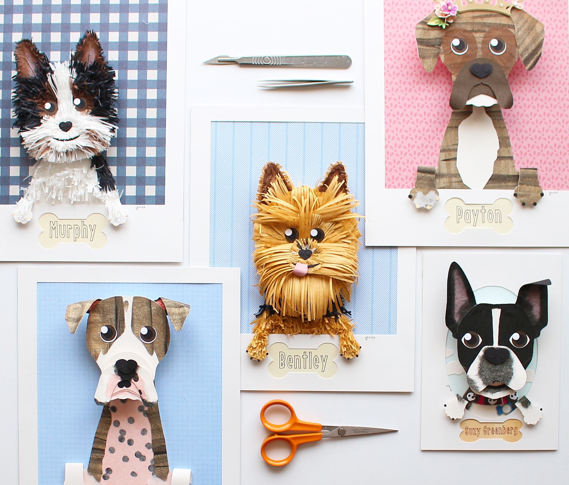 Custom Dog Portrait Made From Paper 5 X 7 5